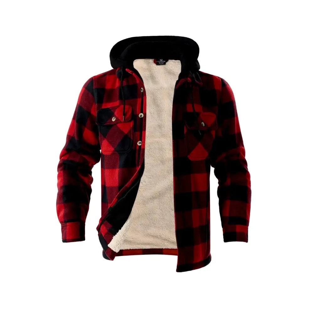 Men's Warm Plaid Berber Fleece Lined Jacket - Winter Outdoor Casual Coat for Hiking, Camping & Daily Wear