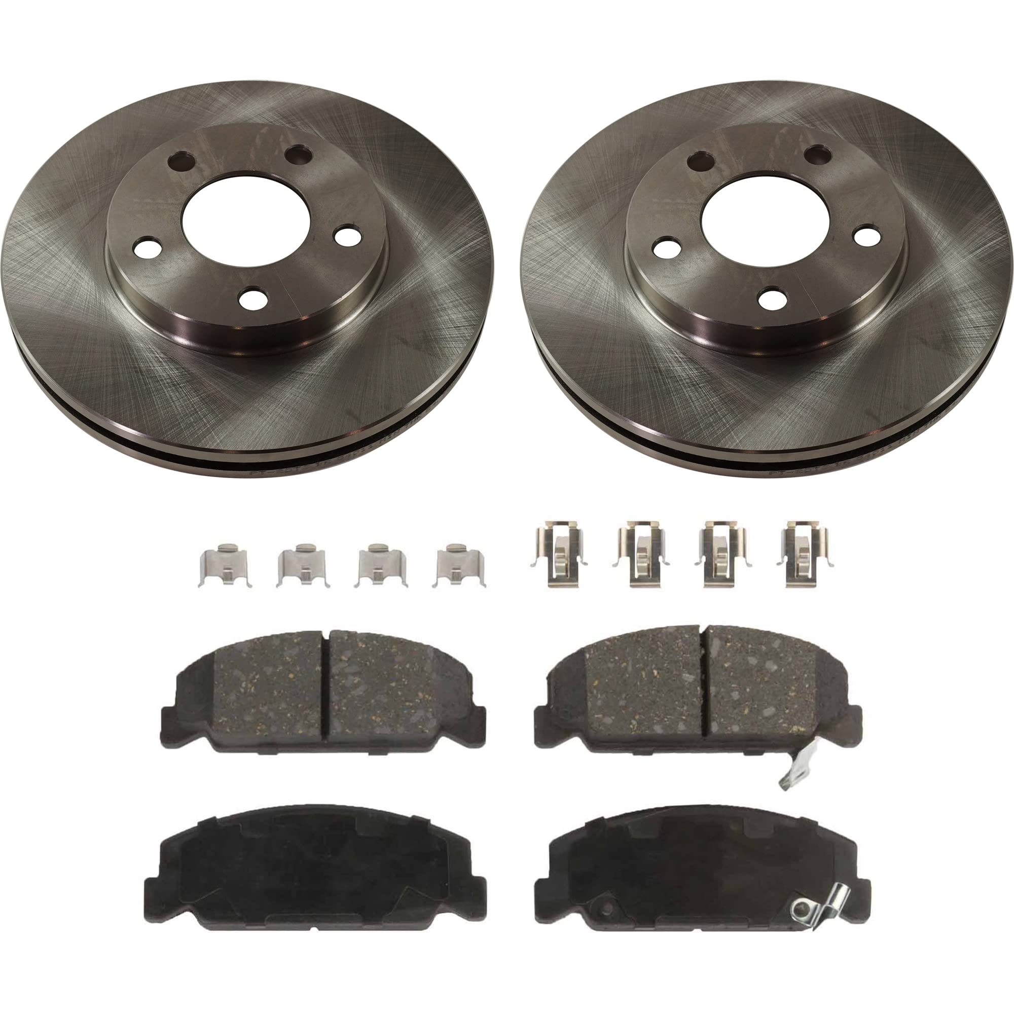 High-Performance Front Brake Disc and Pad Kit - 2-Wheel Set for 1994-1998 Ford Mustang | Ceramic Brake Pads, 5-Lug Cast Iron Rotors | Improved Stopping Power for Street & Track Use