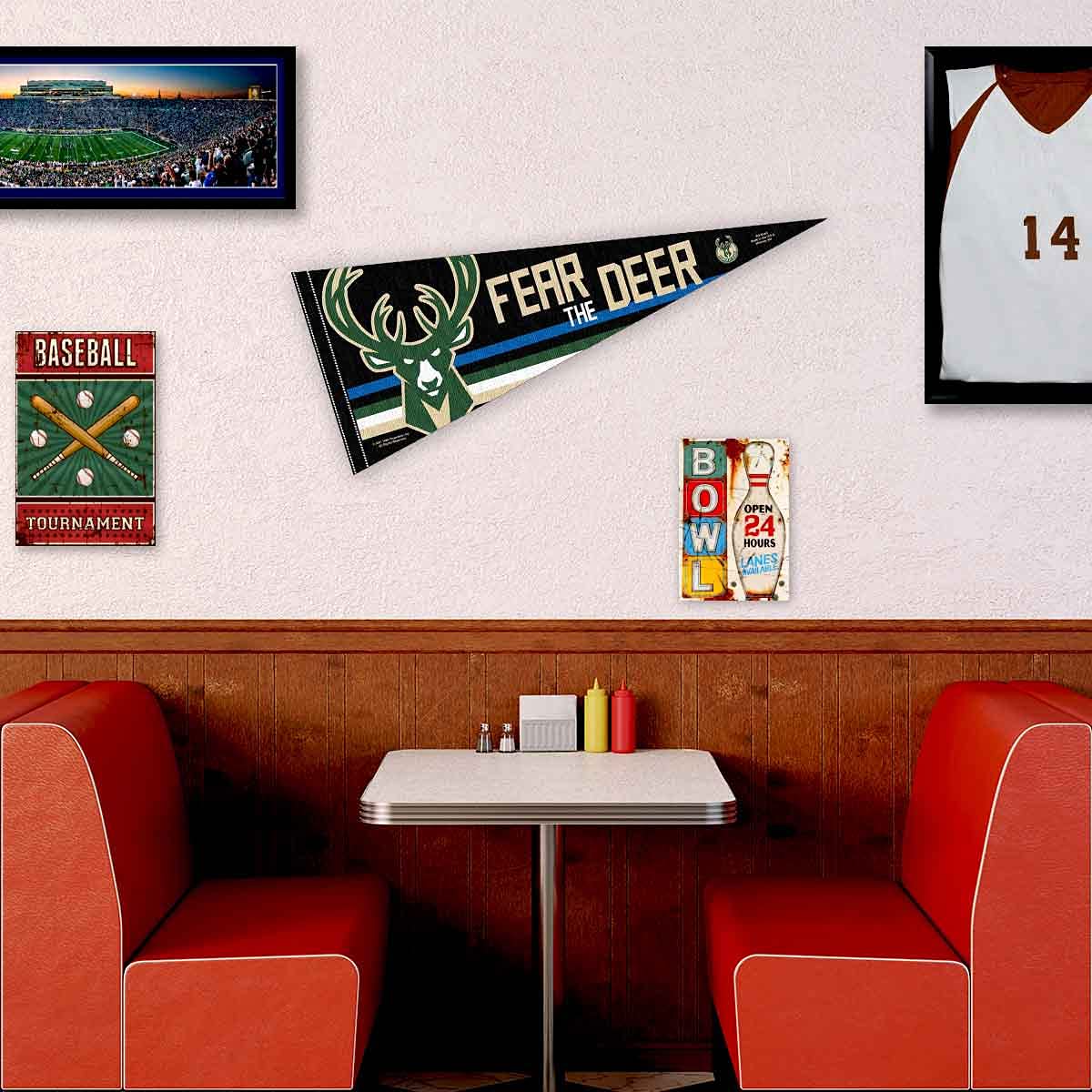 WinCraft Milwaukee Bucks Fear The Deer Pennant Flag - NBA Team Banner for Home, Office & Game Day Decor