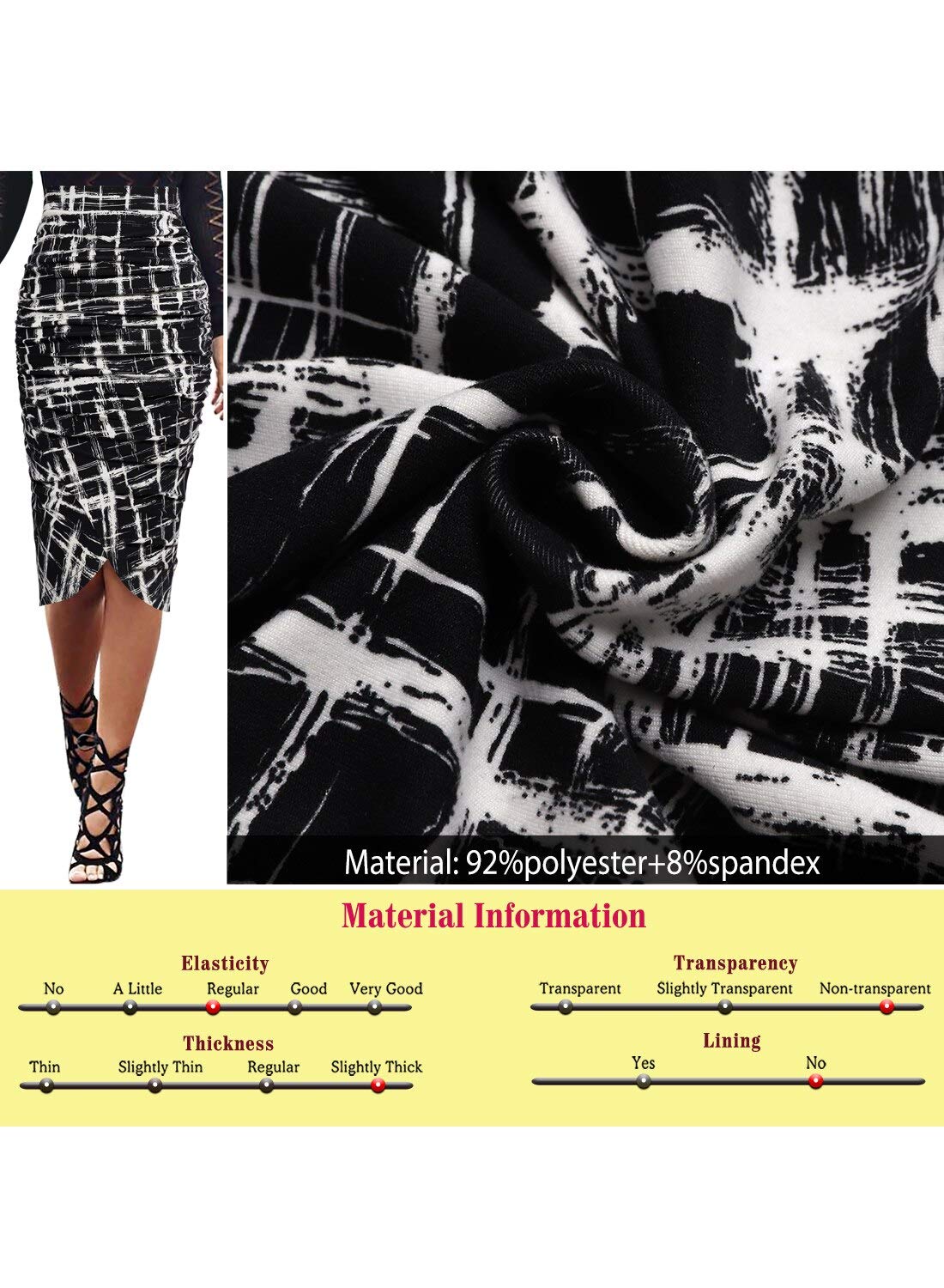 VFSHOW Women's Ruched Ruffle High Waist Asymmetric Wrap Pencil Skirt - Slim Fitted Bodycon Midi Skirt for Office, Work, Party & Casual Wear | Perfect for Business, Date Night & Special Occasions