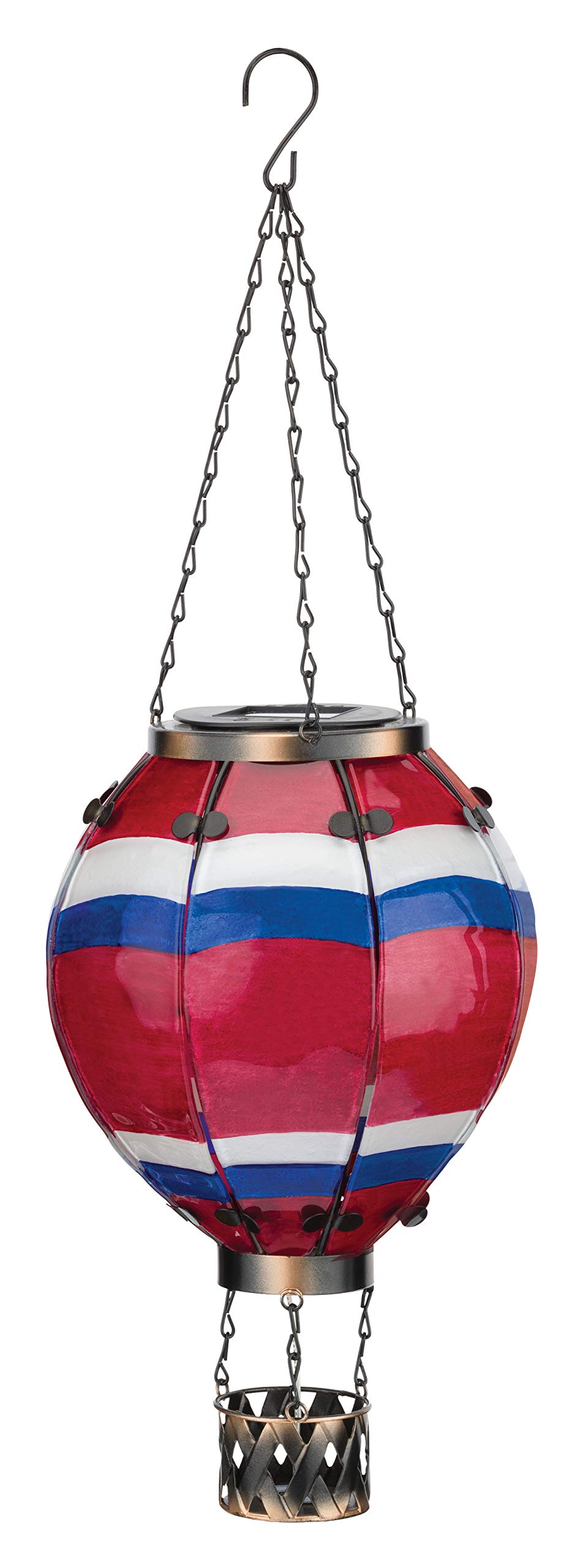 Regal's Hot Air Balloon Solar Lantern - Outdoor Garden Decor, LED Striped Lights for Patio, Backyard & Camping (Large Size)