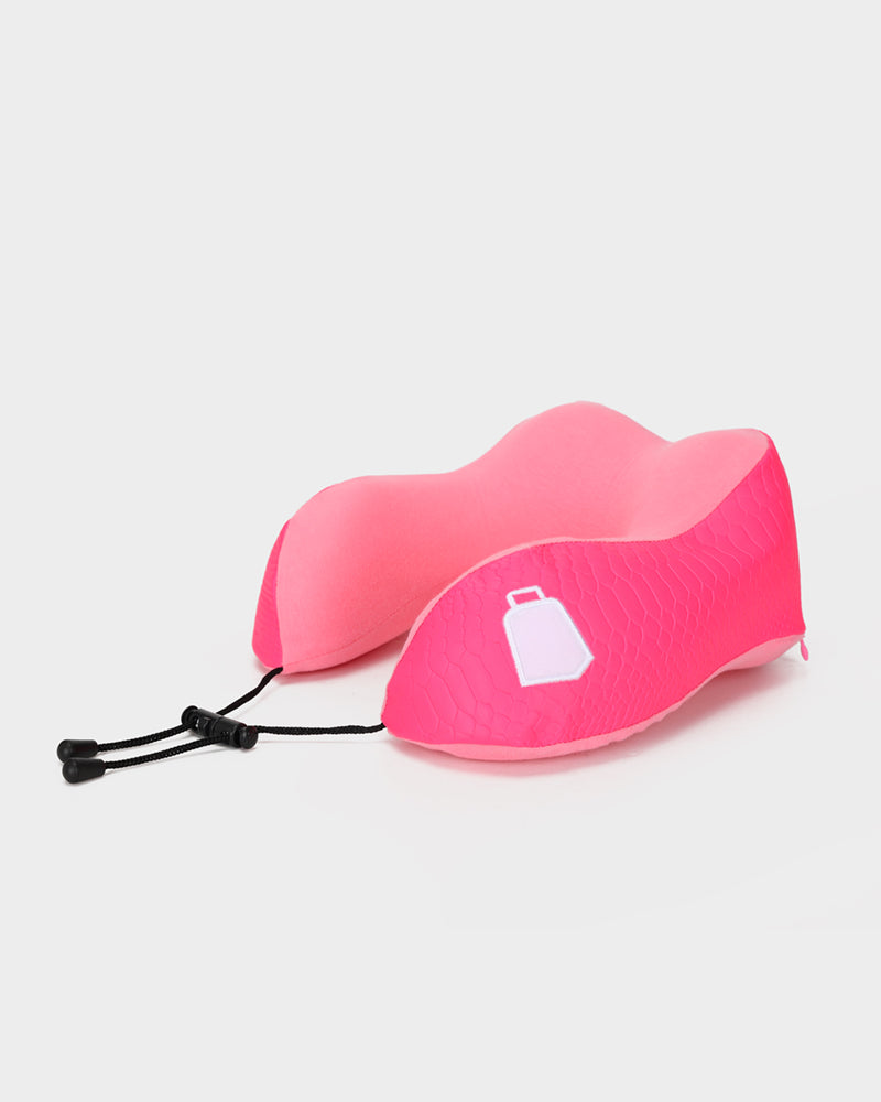 Apollo 1 Neck Pillow & Sleep Mask Set - Soft Travel Pillow for Airplane, Car & Office - Comfortable Eye Mask for Sleeping - Neon Pink - Perfect for Long Flights & Naps