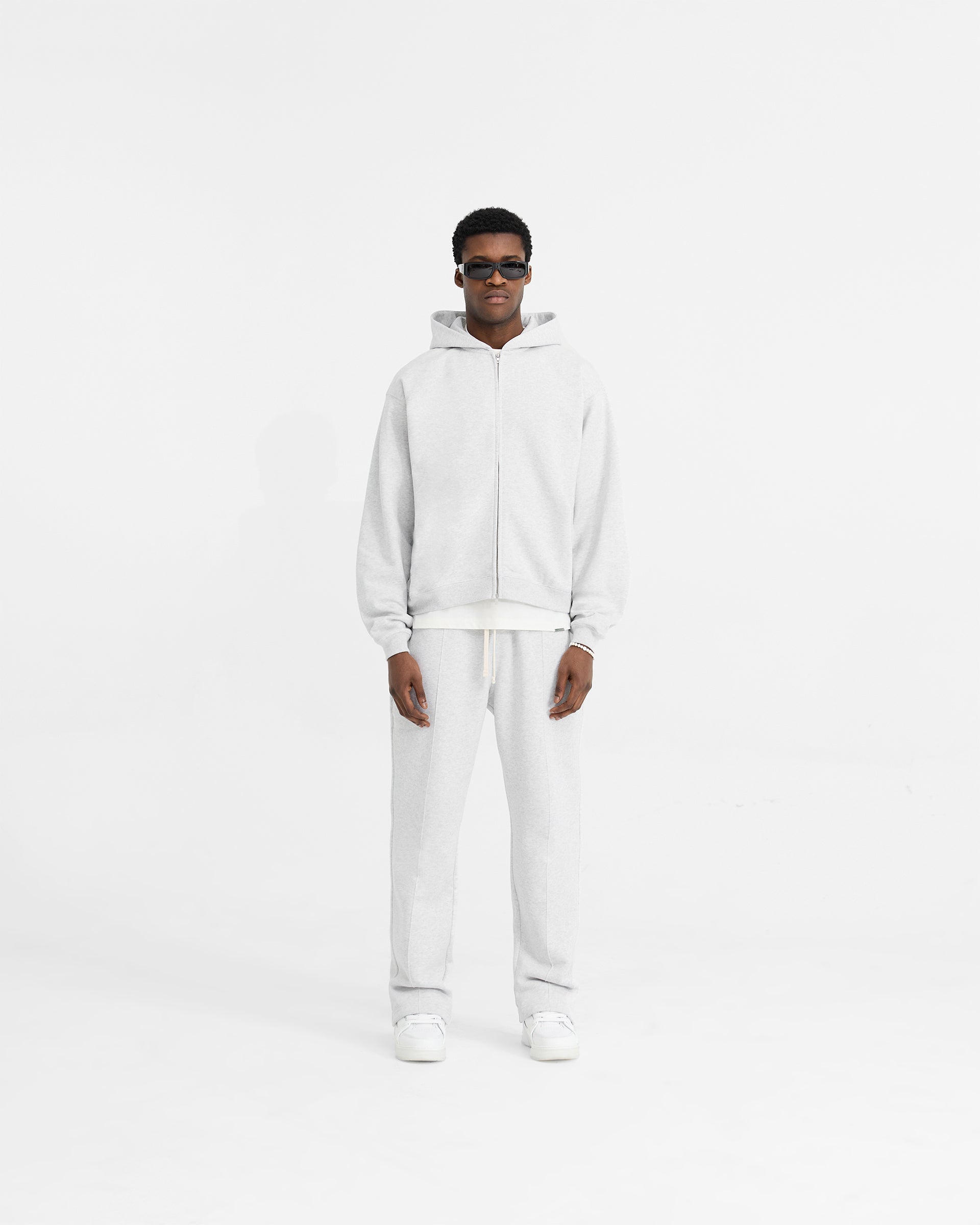 Initial Oversized Zip Hoodie in Ice Grey Marl - Stylish & Comfortable Pullover for Men & Women | Perfect for Casual Outfits, Streetwear & Loungewear
