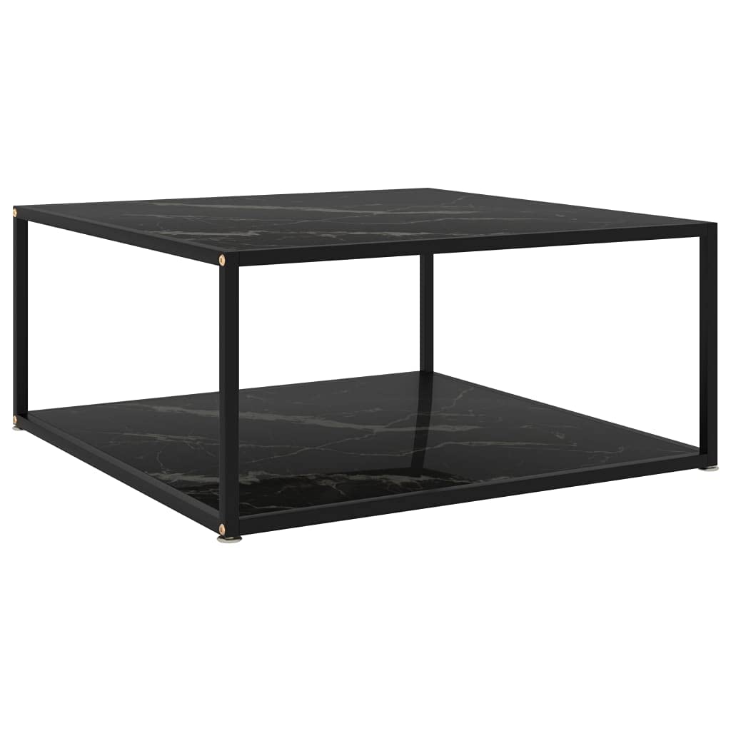 Modern Coffee Table with Tempered Glass Top & Storage Shelf - 2-Tier Powder-Coated Steel Frame End Table for Living Room, Bedroom - 31.5