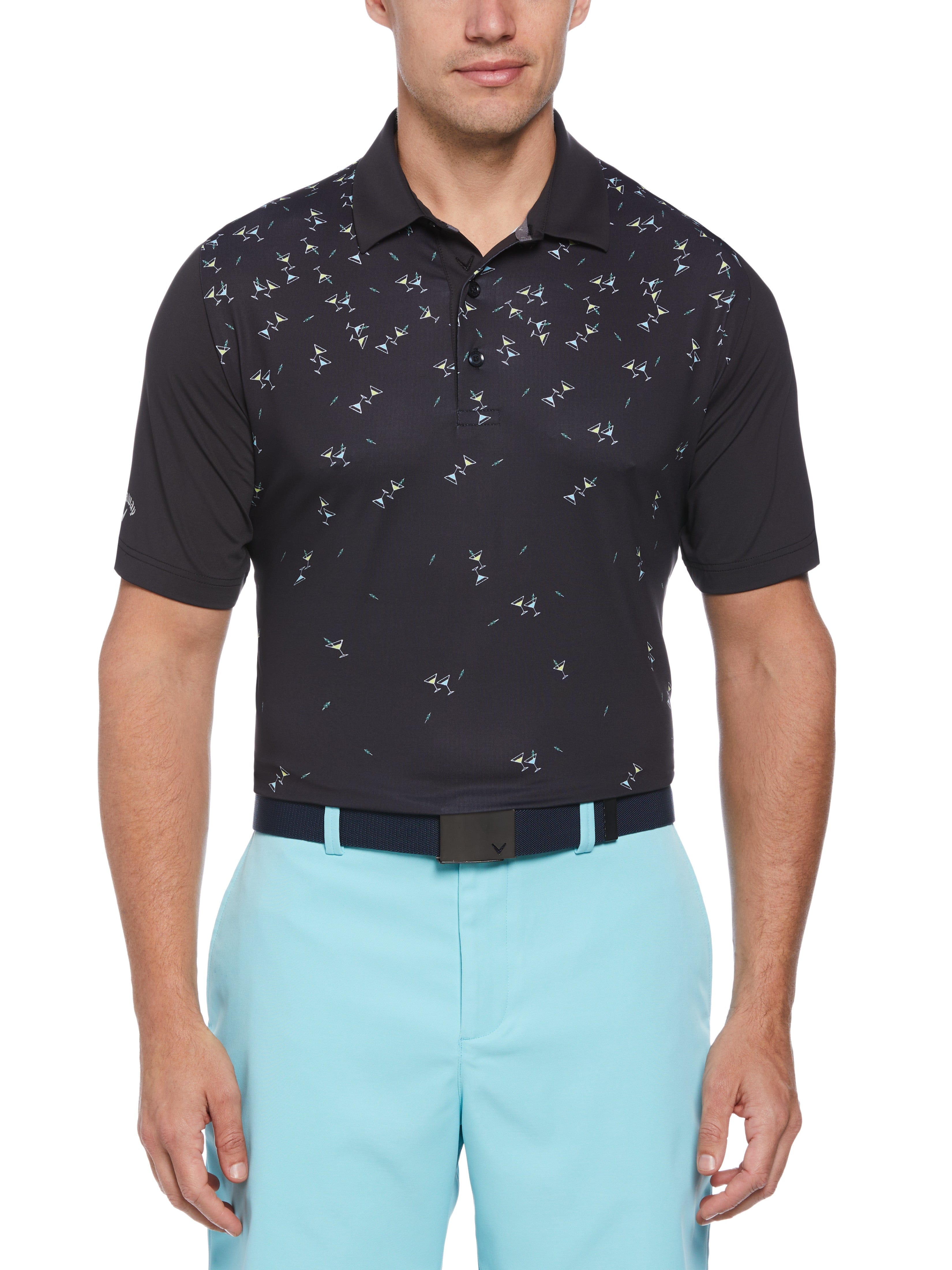 Men's Stylish Martini Print Golf Polo Shirt - Breathable & Moisture-Wicking for Comfort on the Course | Perfect for Golf Outings, Casual Wear & Summer Parties