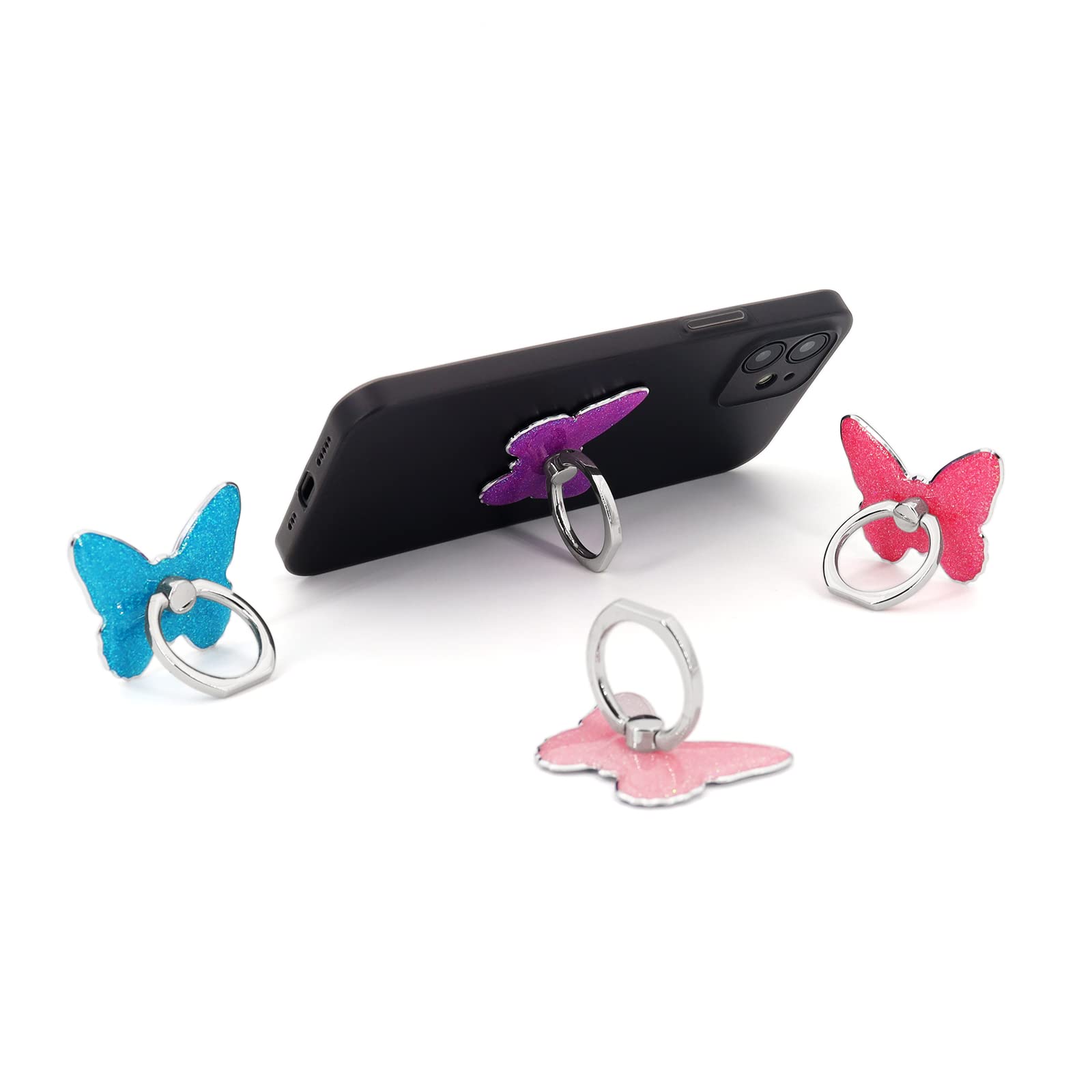LaMignonne Butterfly Phone Ring Holder - 360° Rotating & 180° Flip Kickstand Grip for All Smartphones - Universal Phone Stand for iPhone, Samsung, Pixel (Rose) - Perfect for Selfies, Watching Videos & Hands-Free Use