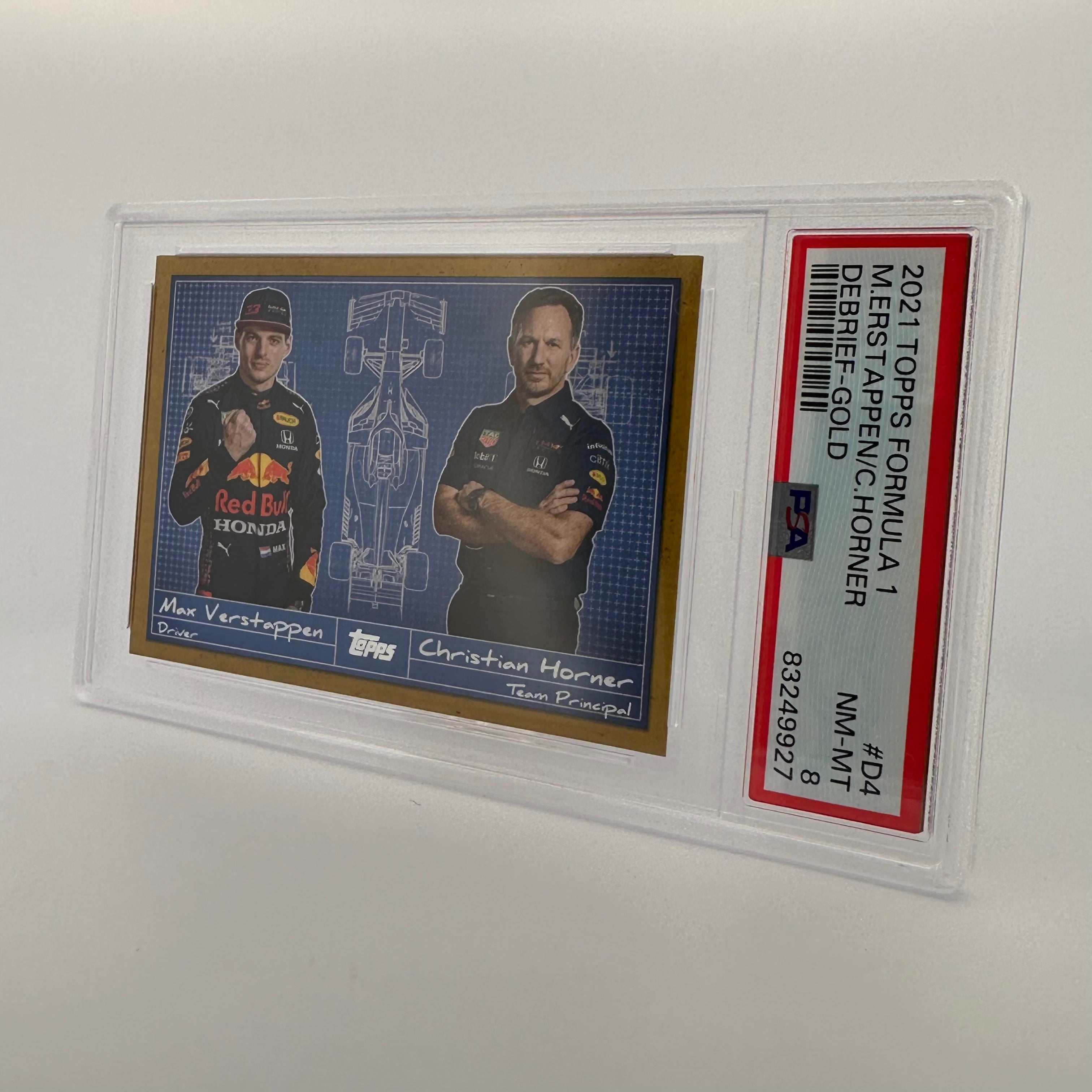 PSA 8 Graded 30/50 Max Verstappen & Christian Horner Debrief #D4 Gold - Perfect for F1 Collectors, Racing Memorabilia Displays, and Sports Card Investors