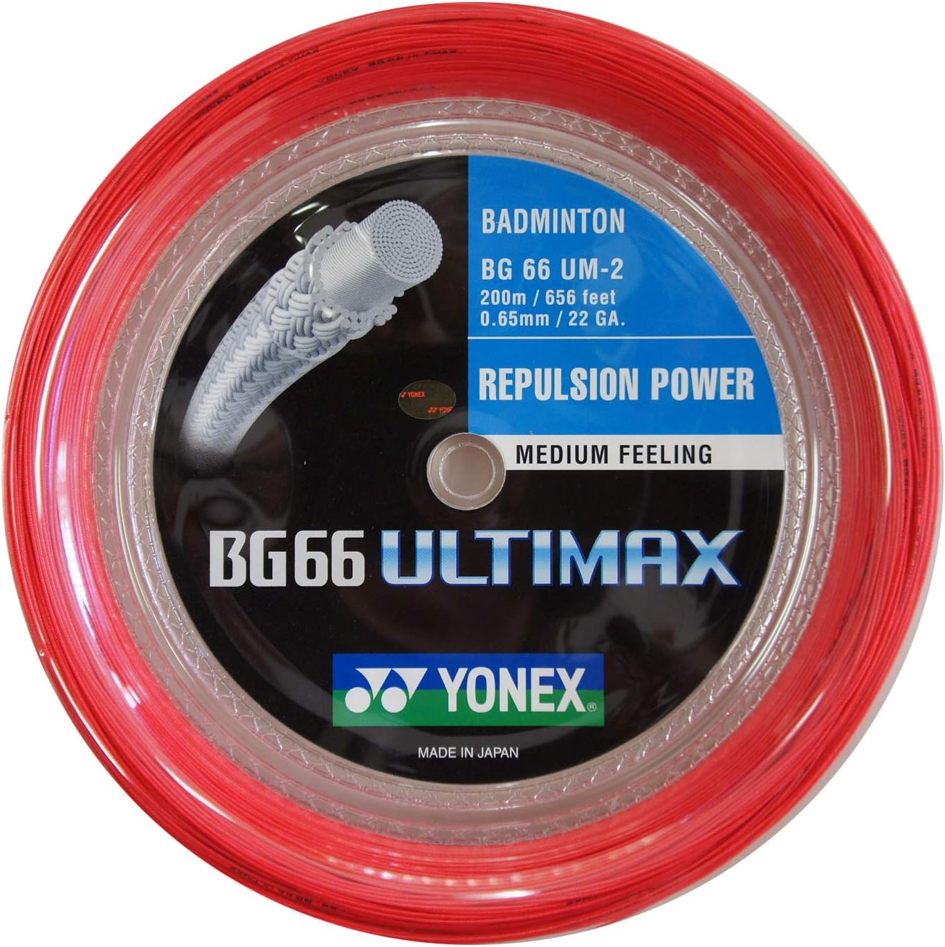 Yonex BG 66 Ultimax Badminton String [200m Reel] - High Performance Badminton Racket String for Professional Players - Perfect for Tournament Play & Training Sessions