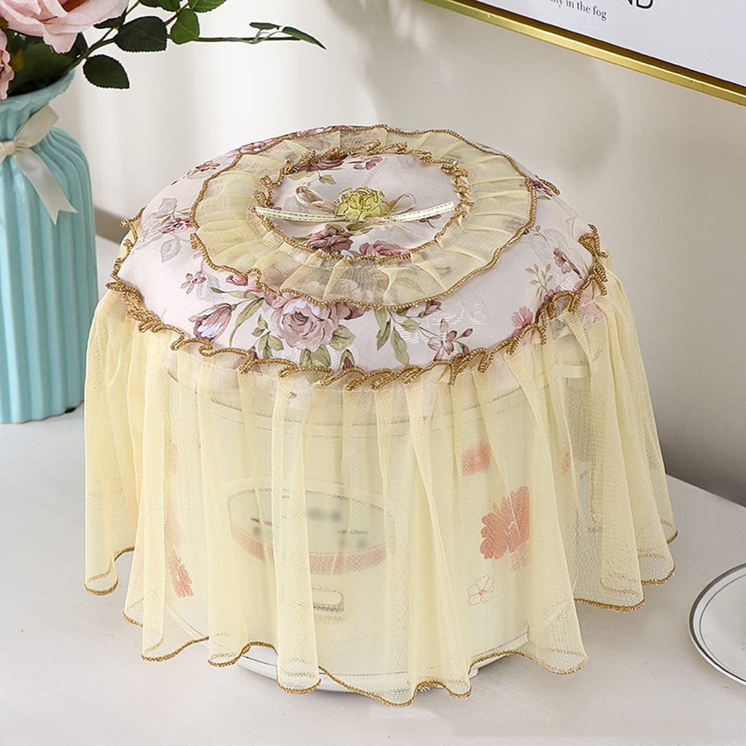 2 Pack Printed Lace Pressure Cooker Covers - Decorative Round Cotton Rice Cooker Dust Protector (Pink) - Perfect for Kitchen, Home Decor & Appliance Protection