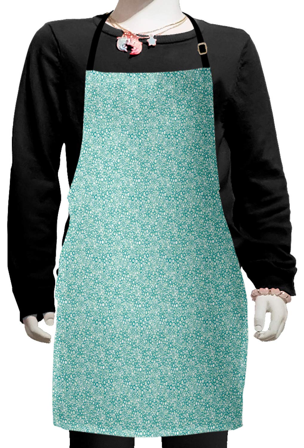 Ambesonne Abstract Apron - Adjustable Baking & Painting Apron with Rhythmic Spring Bubbles Design, Small Size, Almond Green Seafoam - Perfect for Cooking, Art Classes & DIY Crafts