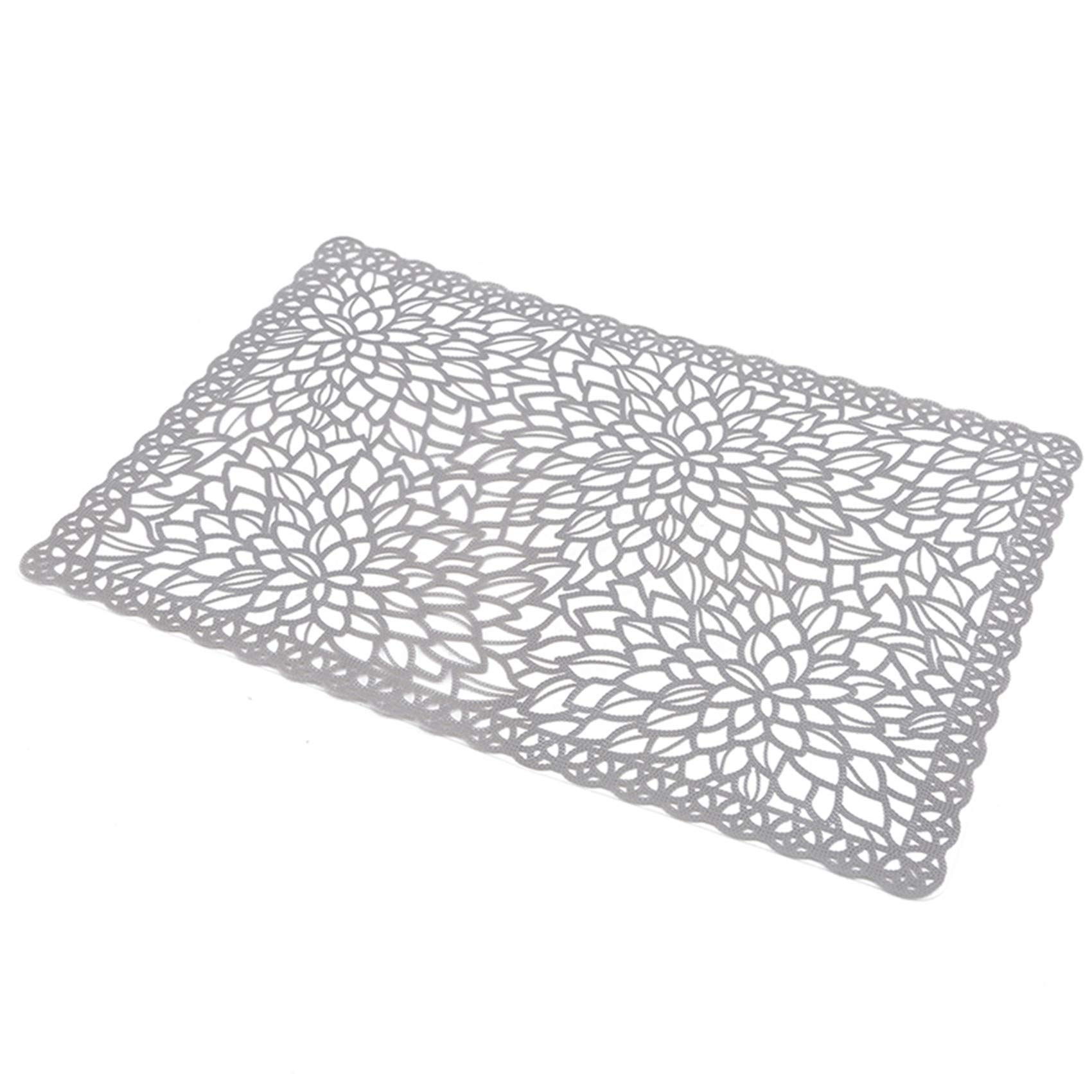 IumerIU Lace Placemats with Clear Film - Elegant Vinyl Doily Coasters for Coffee Mug & Dining Table (Flower Gray) - Perfect for Tea Parties, Home Decor & Kitchen Protection