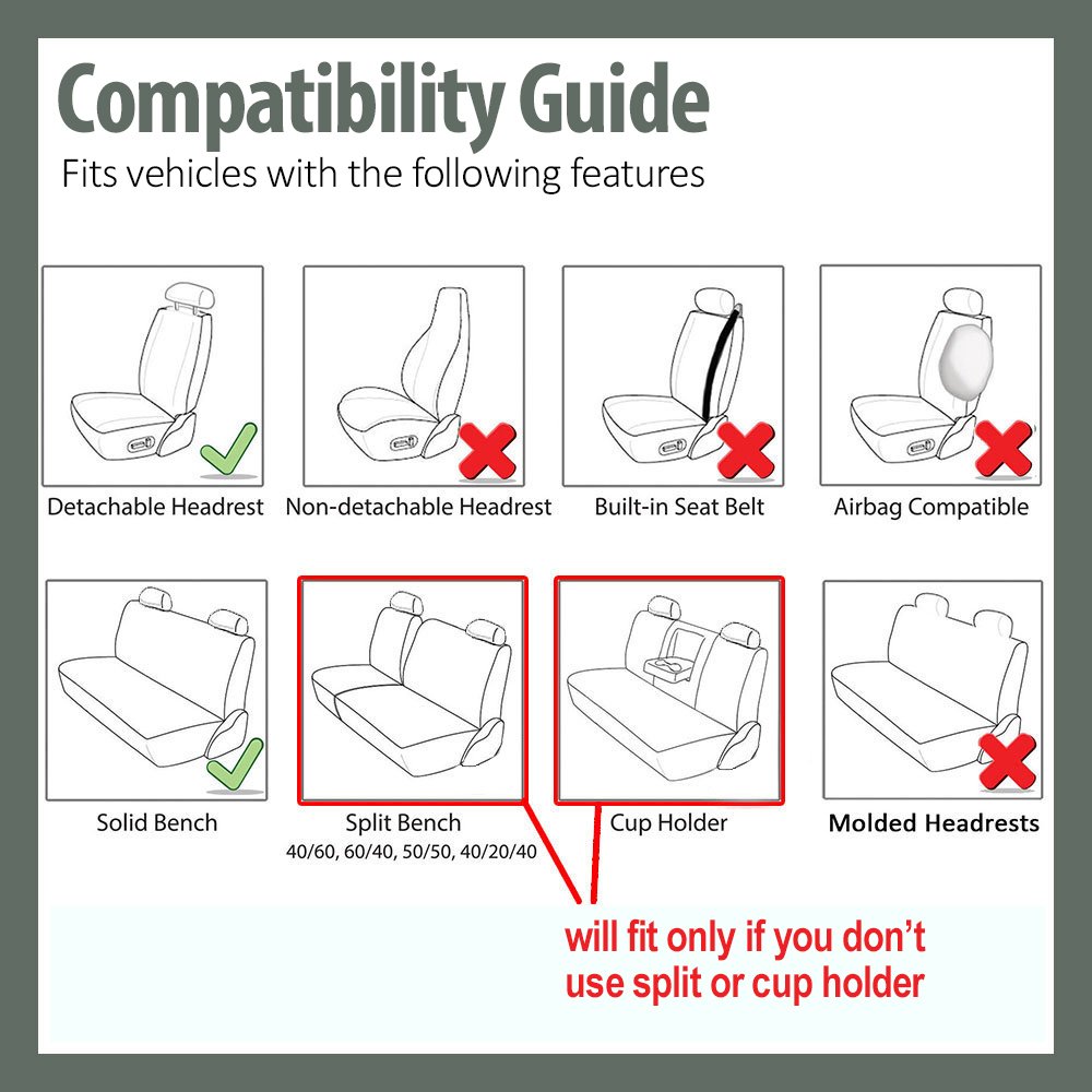 Universal Car Seat Covers Full Set - Burgundy Flat Cloth for Vans, Trucks & SUVs - Interior Protection & Comfort