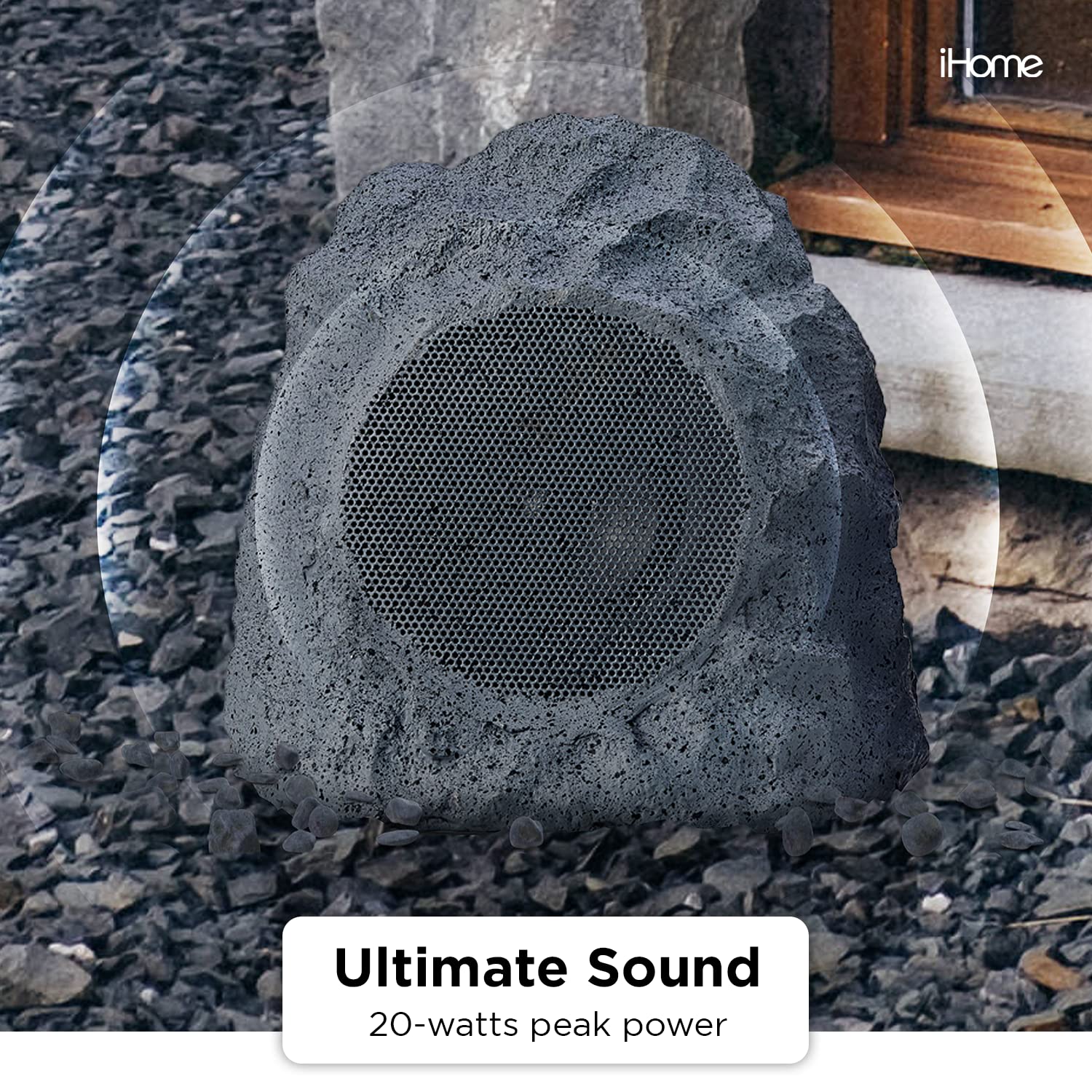iHome IHRK-400-PR Wireless Outdoor Rock Speakers - Bluetooth 5.0, Waterproof IPX5, TWS Stereo Pairing, 10Hr Battery Life - Perfect for Garden, Patio, Poolside & Backyard Entertainment