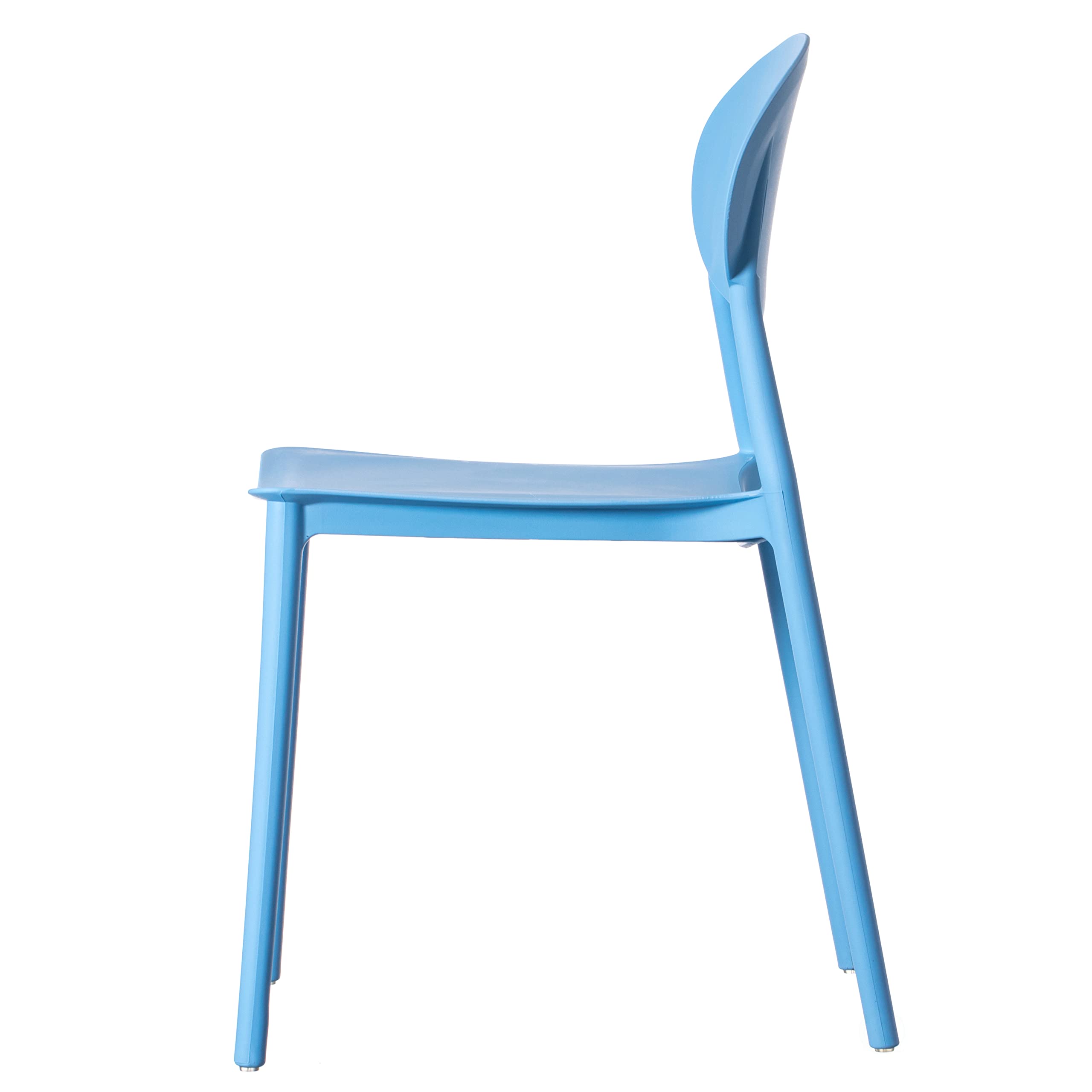 Fabulaxe Modern Plastic Outdoor Dining Chairs - Set of 4 Blue Patio Chairs with Open Oval Back Design for Garden, Poolside, and Backyard Dining