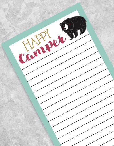 Happy Camping Shopping List Pads - Premium Notepad for Outdoor Adventures, Hiking & RV Trips - Perfect for Camping Essentials Checklist