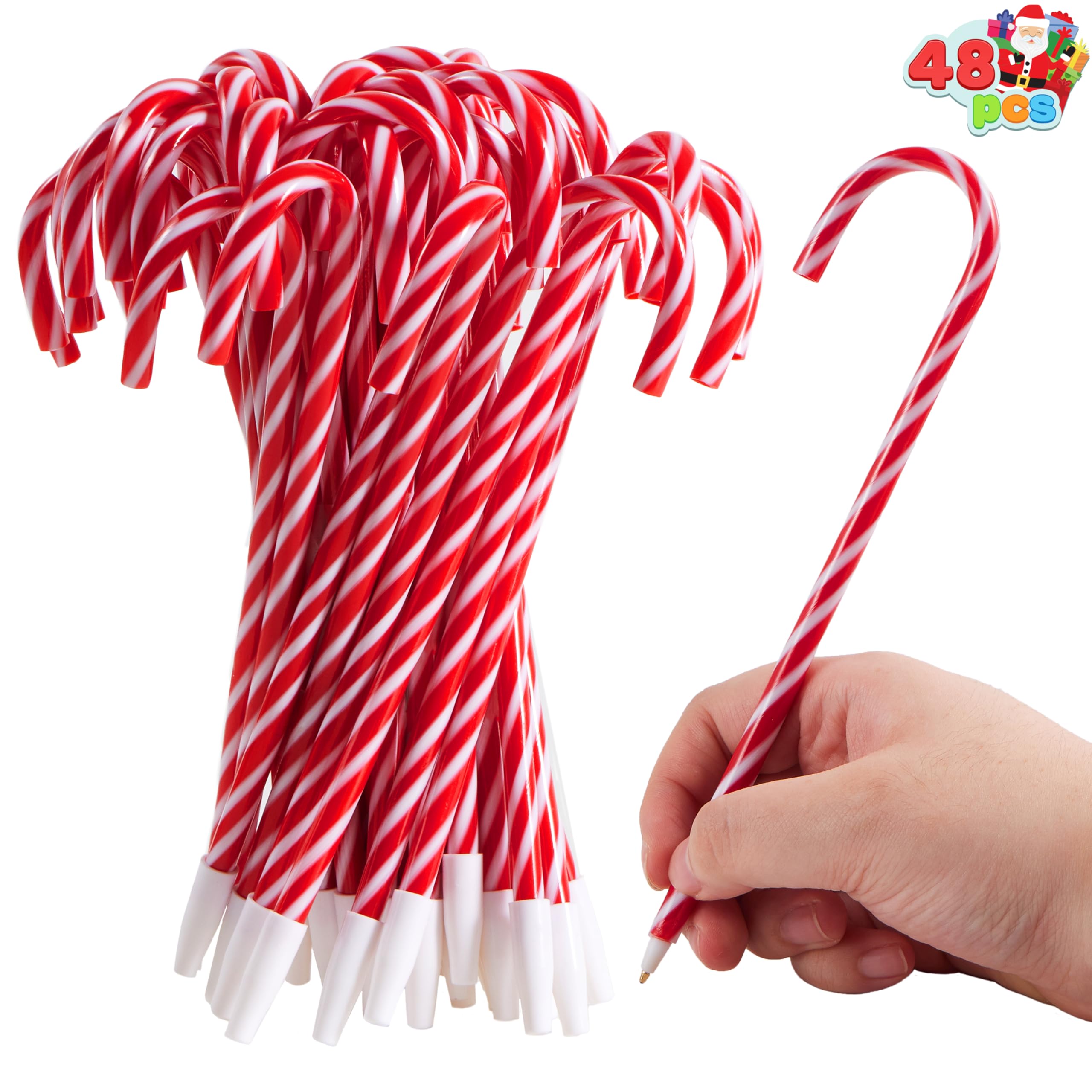 48 Pcs Christmas Candy Cane Ballpoint Pens with Snowman & Umbrella Design - Festive Holiday Stationery for School, Office, Party Favors & Gift Exchange