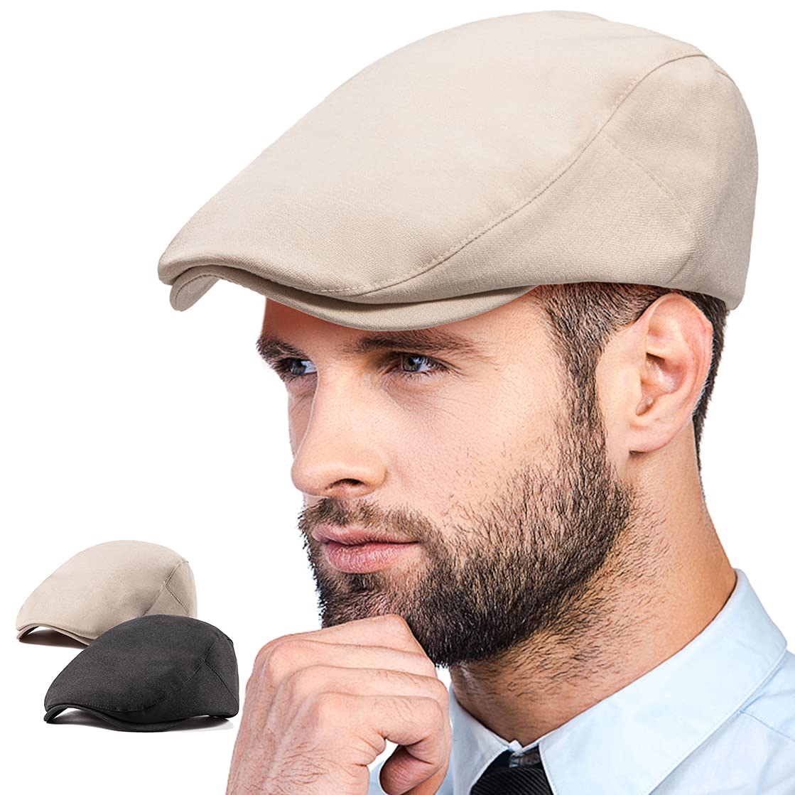 LADYBRO 2-Pack Unisex Flat Cap Newsboy Hat for Men & Women - Vintage Scally Cap Summer Golf Hat for Outdoor Activities, Casual Wear & Fashion Accessories
