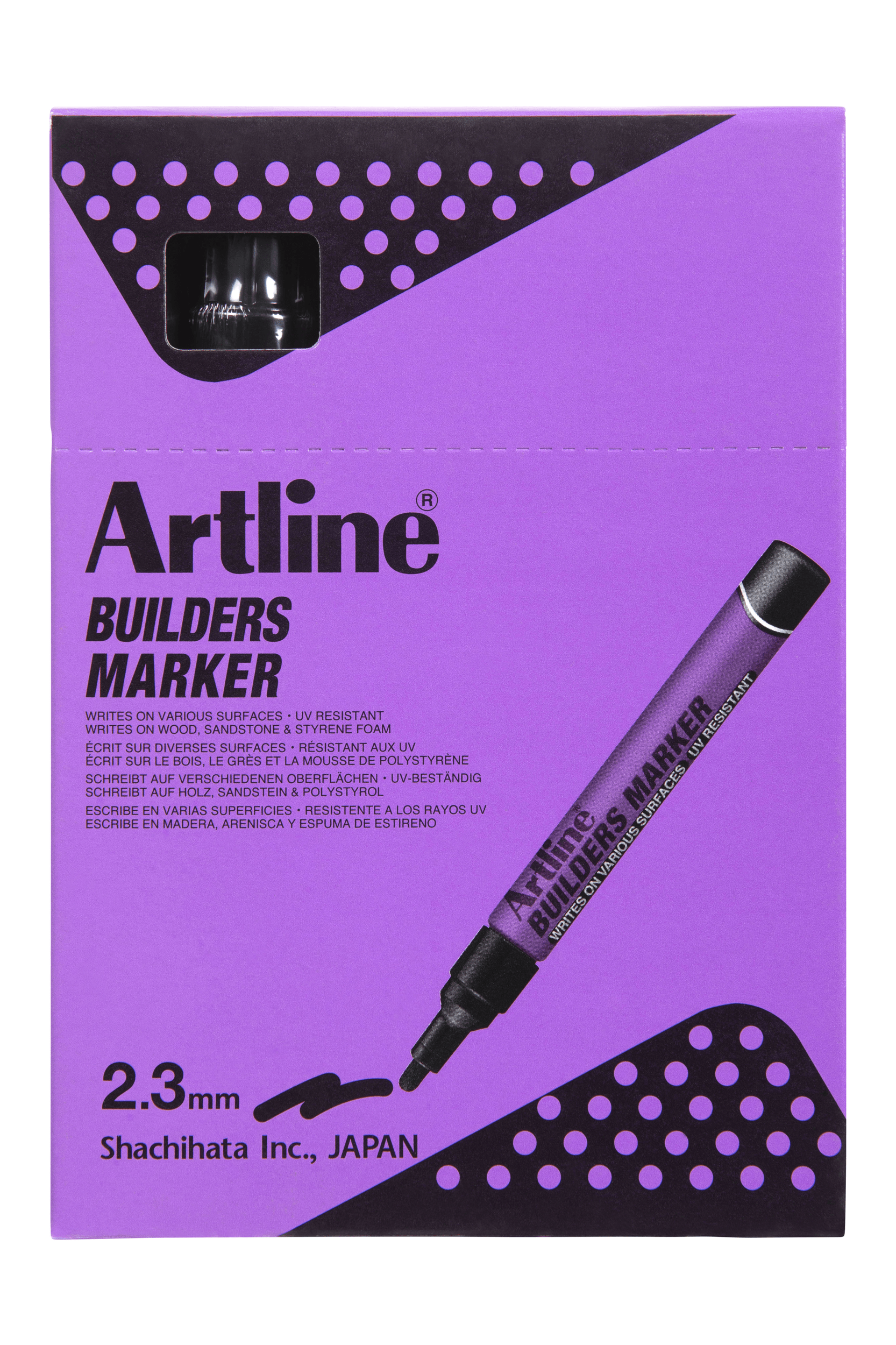 Artline Builders Permanent Marker Bullet Tip Black - 12 Pack | Industrial-Grade, Waterproof & Fade-Resistant | Ideal for Construction, Labeling & DIY Projects