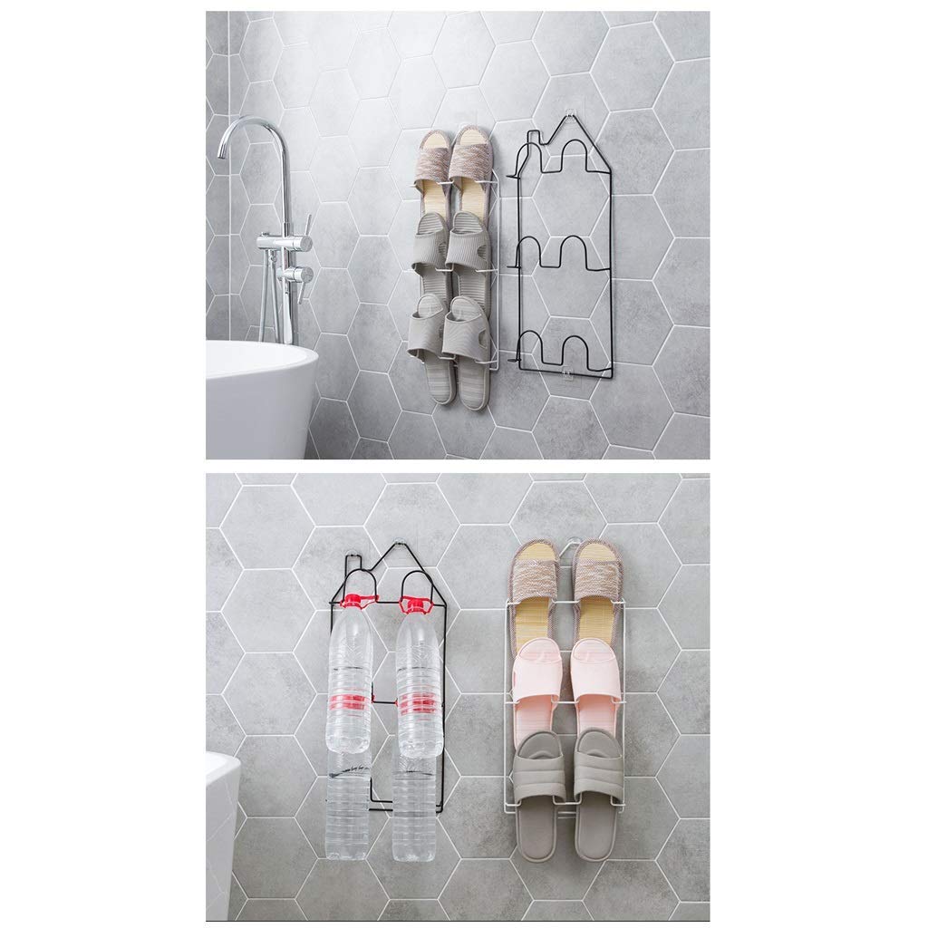 LXB Wall-Mounted Shoe Rack Organizer - 2 Pack White Multi-Layer Shoe Shelf for Bathroom, Entryway & Closet - Space Saving Shoe Storage Solution for Slippers, Sandals & Sneakers - Perfect for Small Apartments & Home Organization