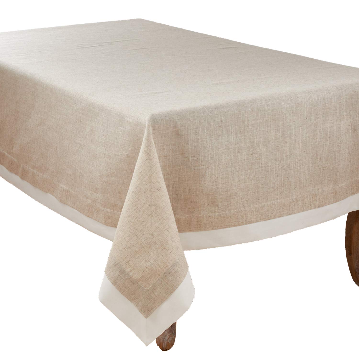 Fennco Styles Moldura Collection Classic Double Layer Linen Blend 67 x 160 Inch Tablecloth – Natural Elegant Table Cover for Banquets, Weddings, Special Events & Home Decor | Perfect for Dining Tables, Buffet Setup, and Party Decorations