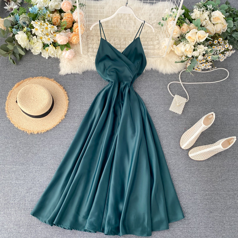 Elegant Long Skirt Summer Dress for Women - Open Back Spaghetti Strap Flowy Maxi Dress | Perfect for Beach Vacations, Date Nights & Summer Parties