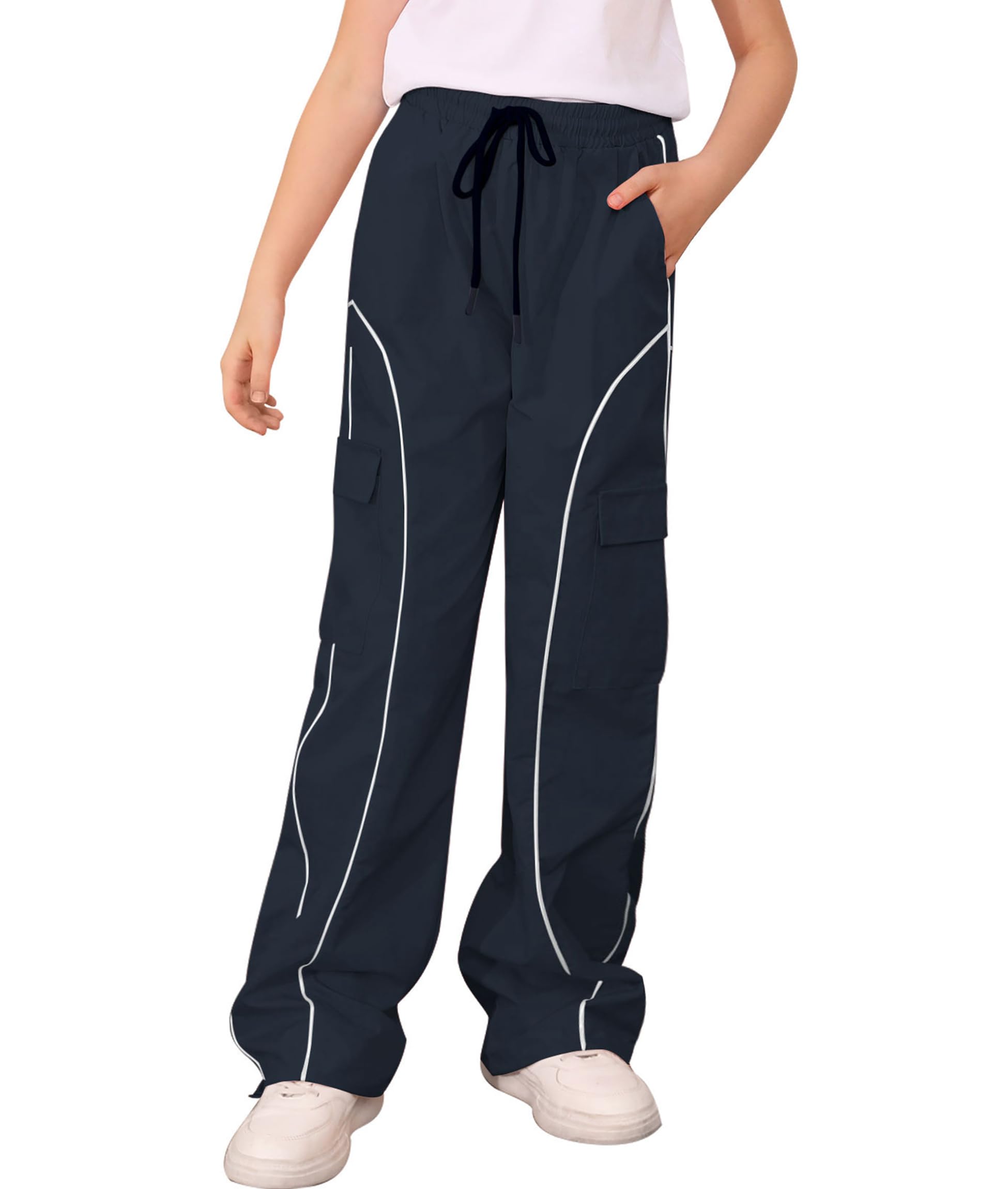 Vogseek Girls Cargo Pants for 7-14 Years - Y2K Joggers, Baggy Pants with Pockets for Teen Girls - Perfect for School, Casual Wear & Street Fashion