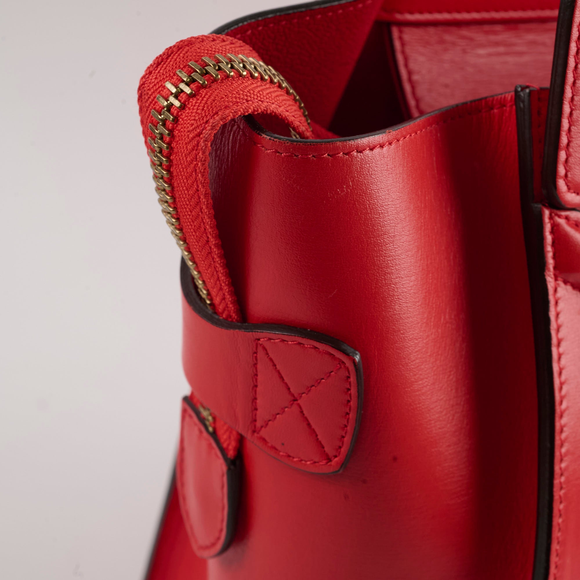 Celine Luggage Micro Handbag in Red | Genuine Leather Crossbody Bag for Women | Perfect for Work, Travel & Everyday Use
