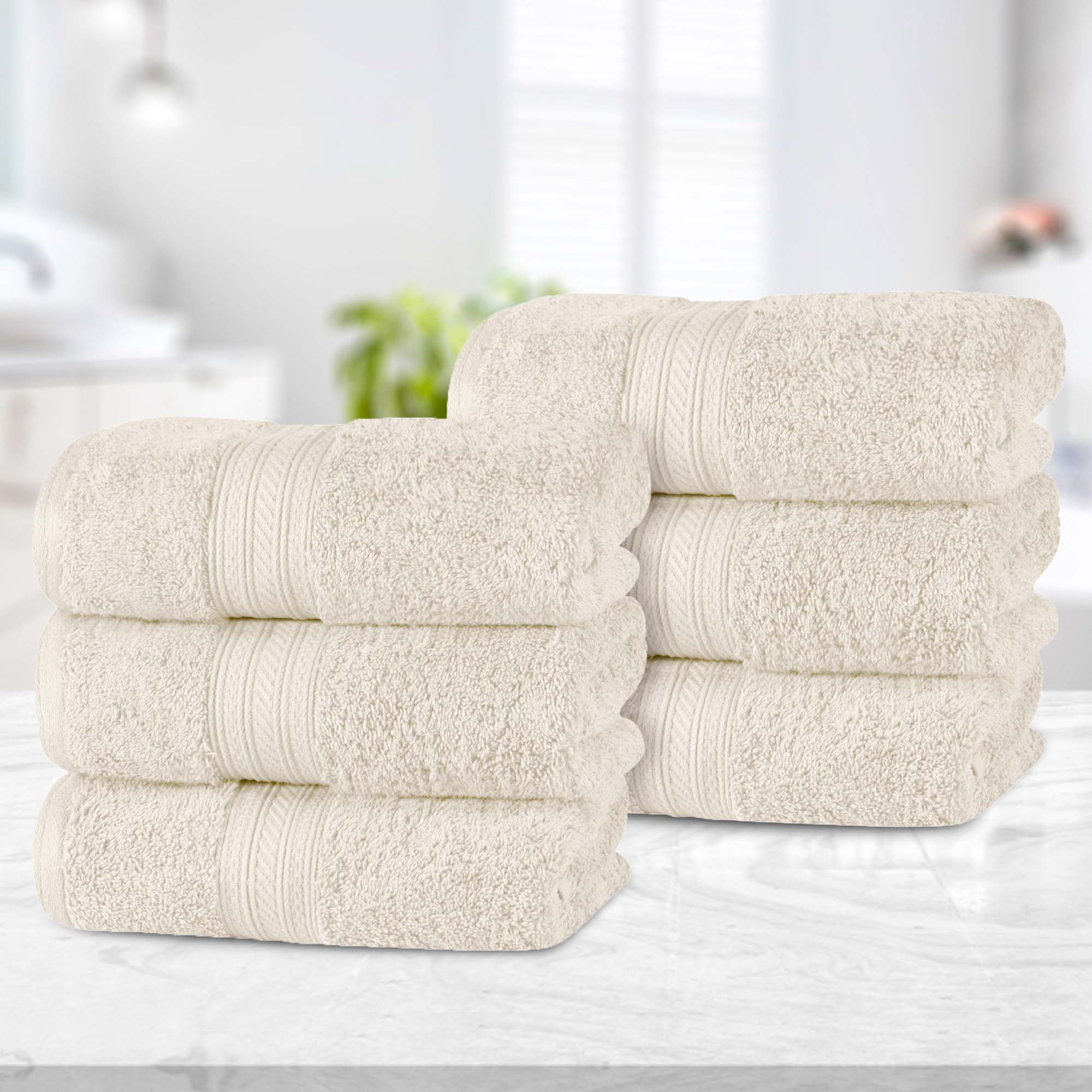 Premium 6-Pack Atlas Cotton Plush Absorbent Heavyweight Luxury Hand Towels - Soft & Quick-Drying for Bathroom, Kitchen, and Spa Use