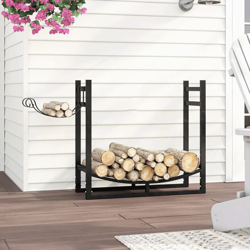 Best Small Firewood Rack Holder - Indoor Fireplace Iron Metal Log & Kindling Organizer - Black - Perfect for Living Room, Cabin, or Patio Fireplace Storage