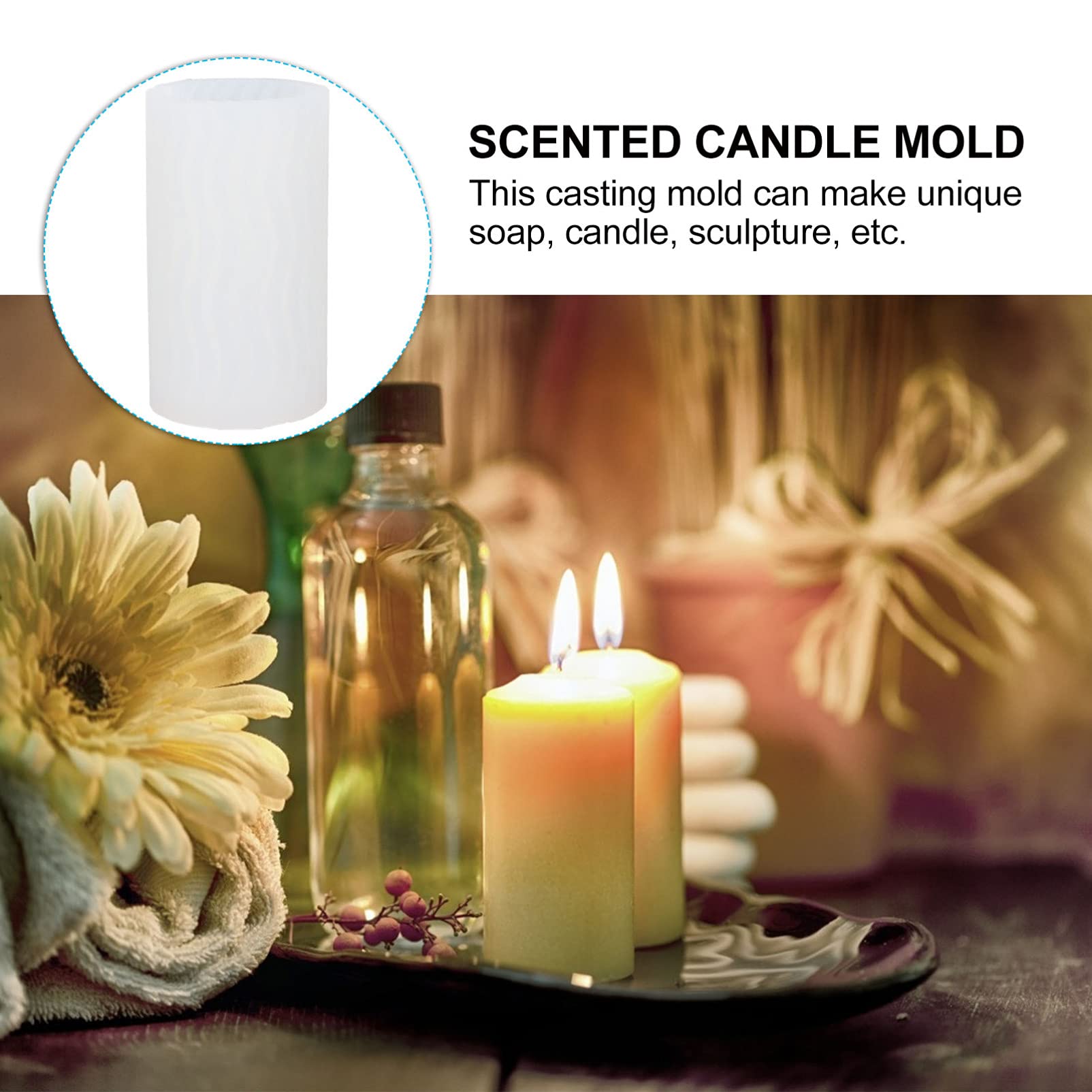 Geometric Abstract Silicone Candle Mold - DIY Scented Candle Making Kit, Reusable White Candle Soap Mold for Home Decor, Wedding Favors & Aromatherapy Gifts
