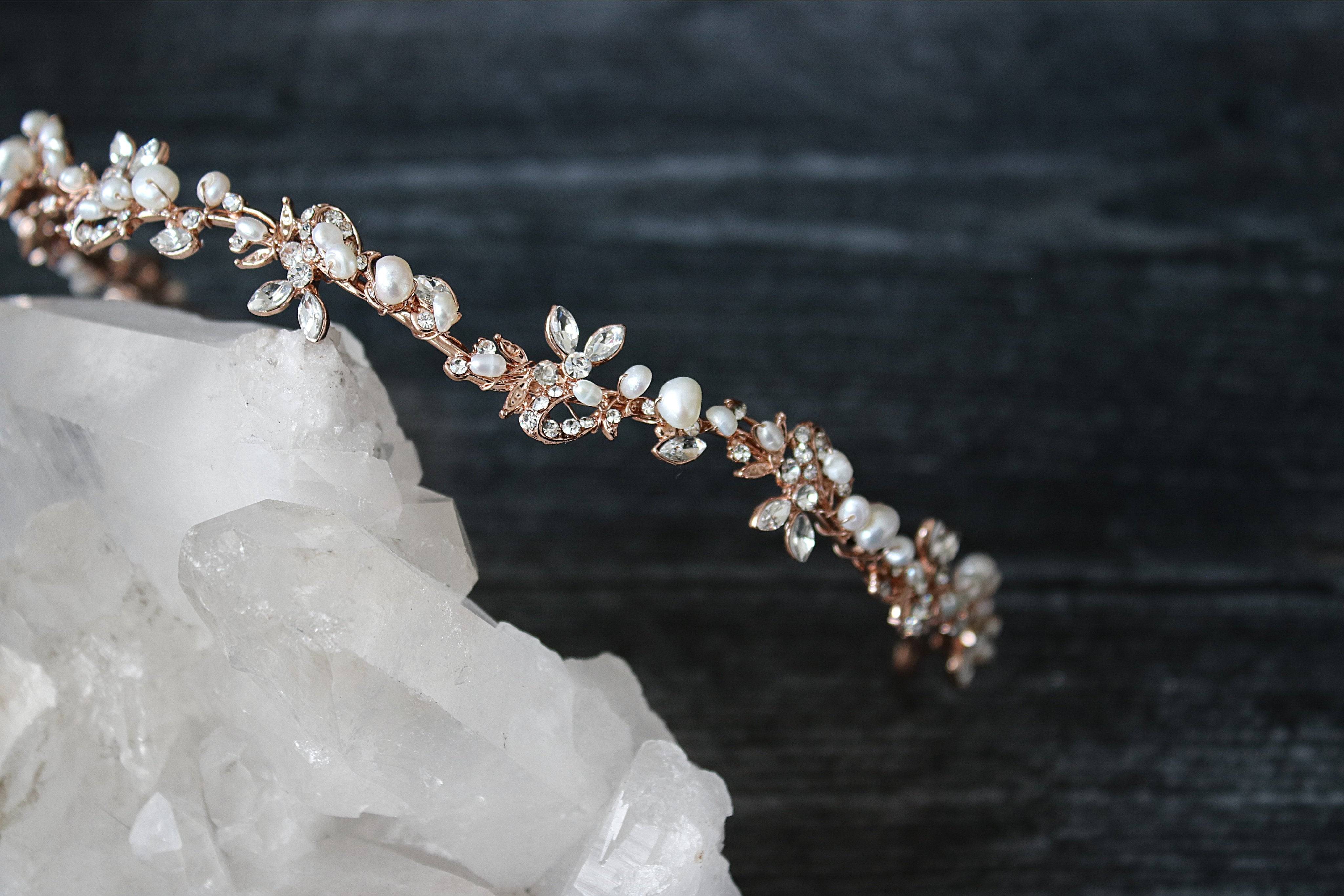 ABIGAIL Silver Freshwater Pearl Bridal Crystal Headband - Elegant Wedding Hair Accessory for Brides, Bridesmaids & Special Occasions