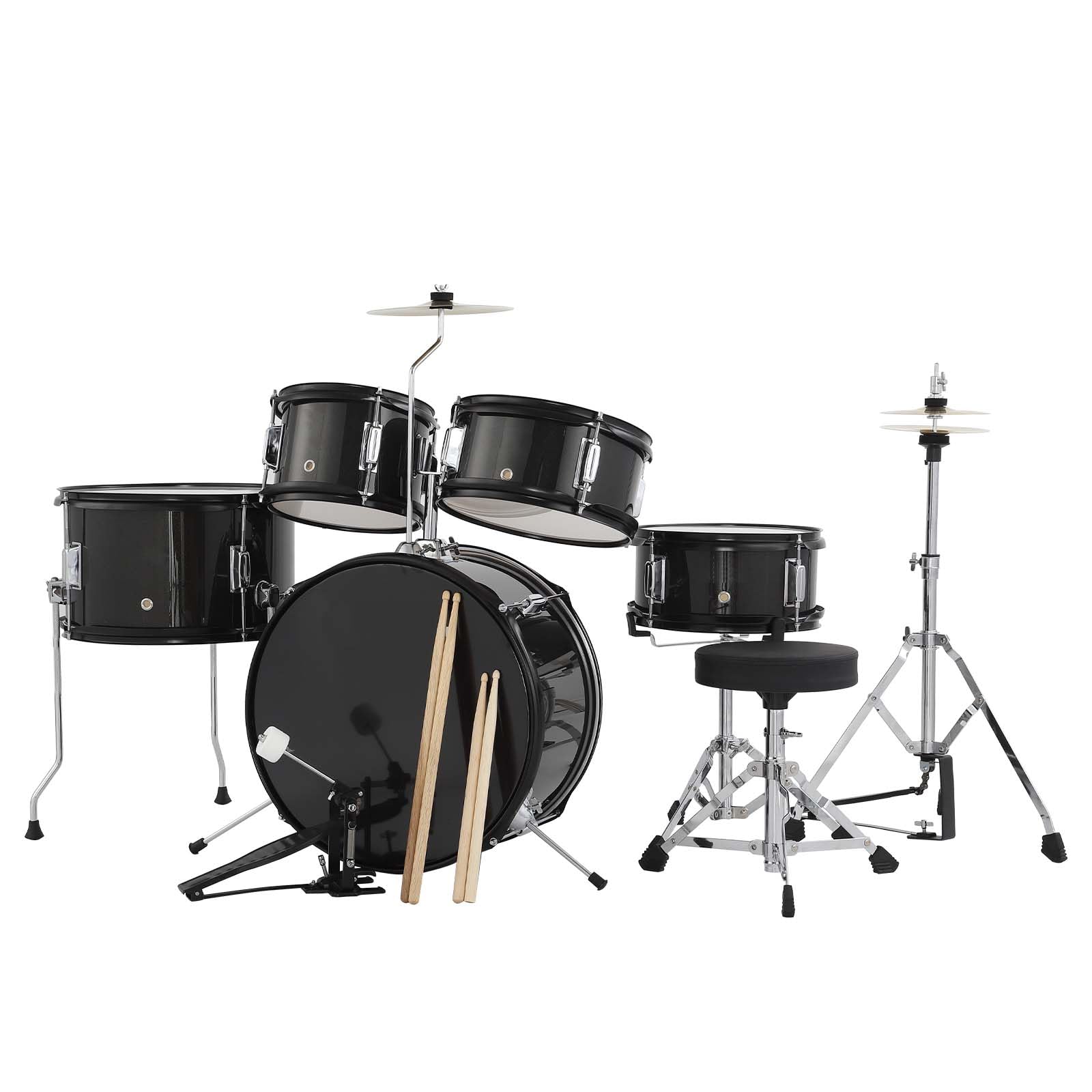 5-Piece Kids Drum Set for Beginners with Bass Drum, Cymbals, Stool, Drumsticks, Pedal & Stand - Perfect for Home Practice, Music Lessons & First-Time Players