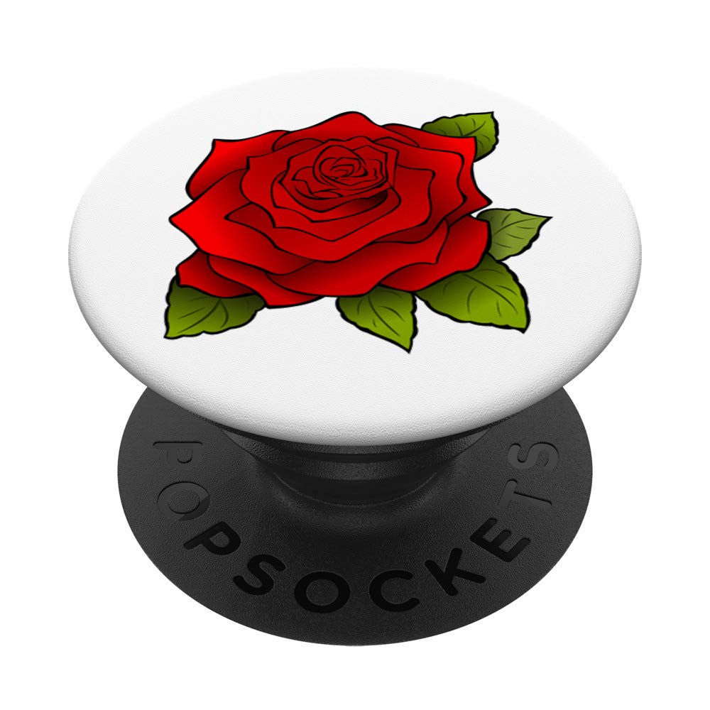 Red Rose PopSockets PopGrip - Interchangeable Phone Grip & Stand for iPhone, Samsung, Smartphones - Perfect for Selfies, Video Calls, and Secure Phone Handling