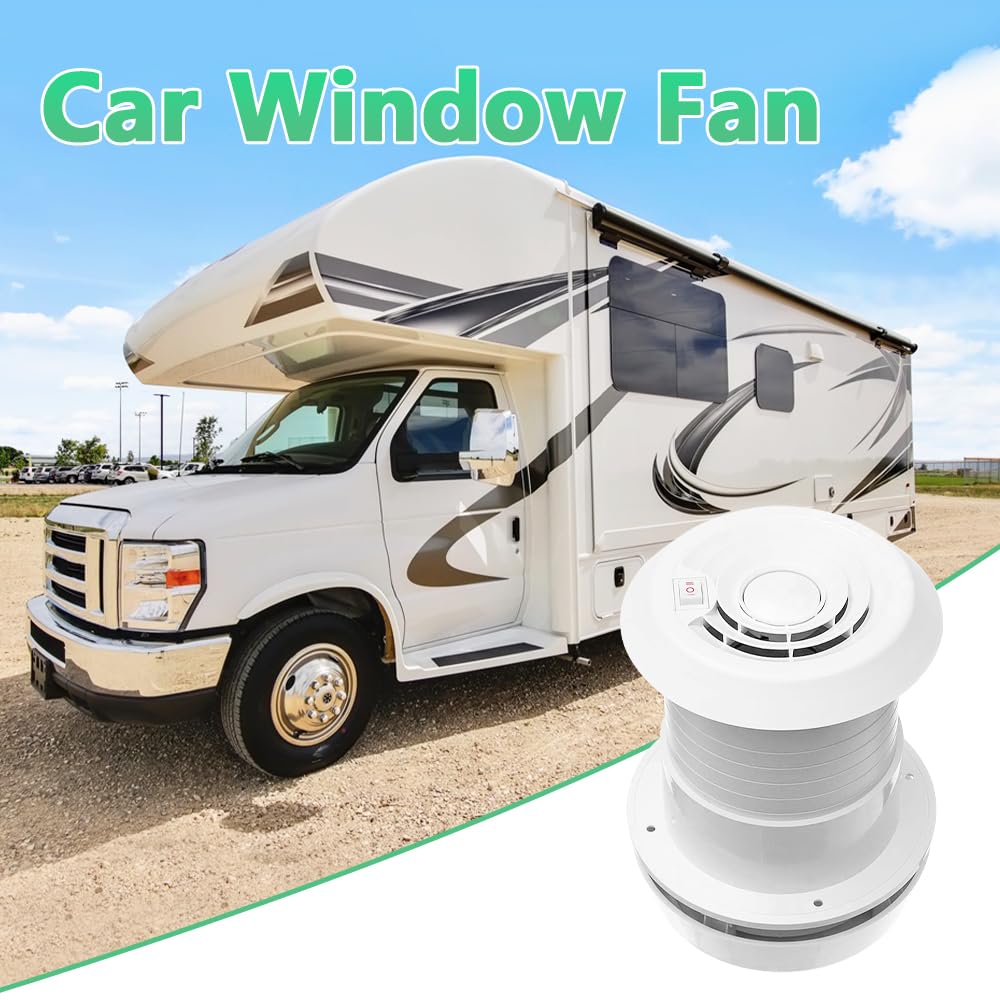 12V Silent Energy-Saving Exhaust Cooling Fan for Car, RV, Motorhome, Trailer & Caravan - Roof Vent Ventilation System with Noise Reduction (Fan Shell + Silent Fan) - Perfect for Travel, Camping & Home Use