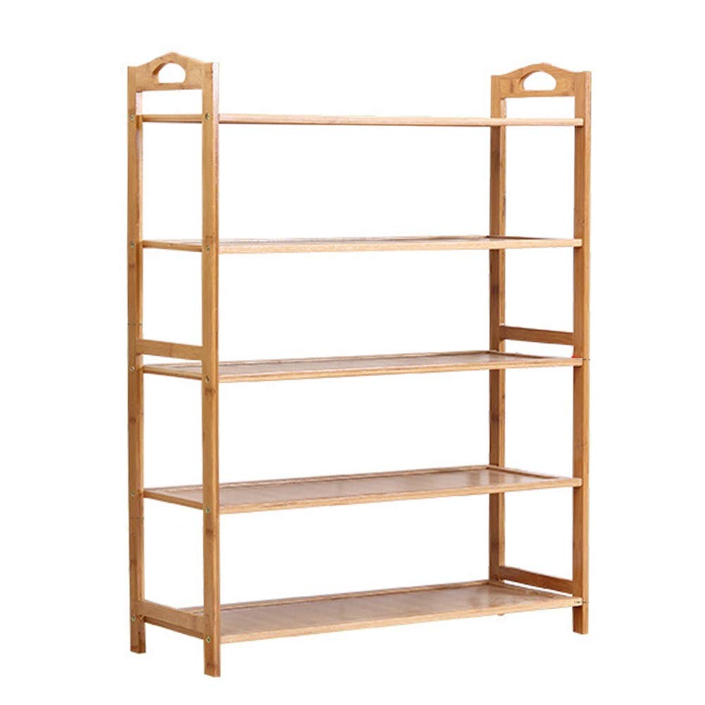 JLXJ Bamboo Wood Shoe Rack - 27x10x35 Inch Entryway Shoe Organizer with Multi-Function Storage, Easy Assembly, Brown - Perfect for Closet, Hallway, Bedroom & Small Space Organization