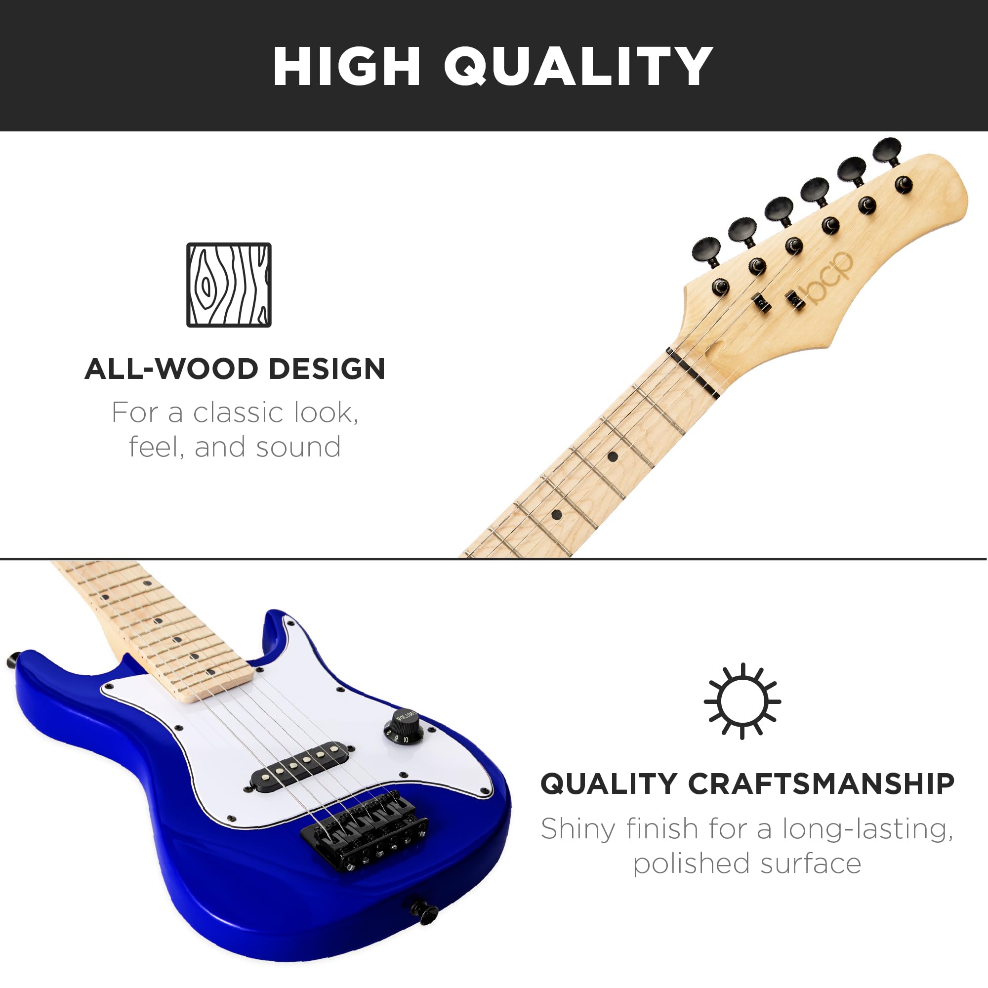 Best Choice Products 30-Inch Kids Electric Guitar Starter Kit with 5W Amp, Strap, Gig Bag, Strings & Picks - Metallic Blue | Beginner Guitar Set for Kids, Teens & Young Musicians | Perfect for Home Practice, Music Lessons & Rock Band Performances