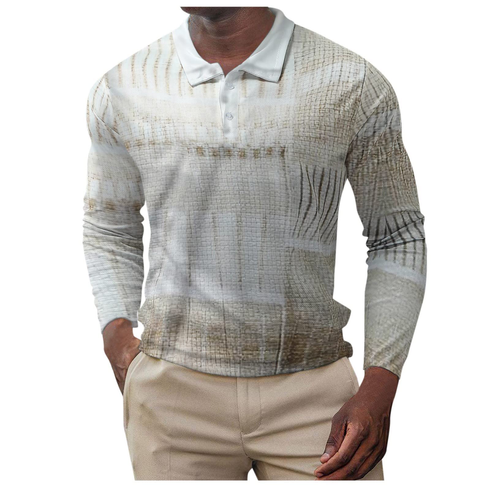 Men's Long Sleeve Henley Shirt - Colorblock Button Lapel Slim Fit Pullover Top for Golf, Casual & Work | Breathable Comfort Shirt for Dad Fashion & Everyday Wear