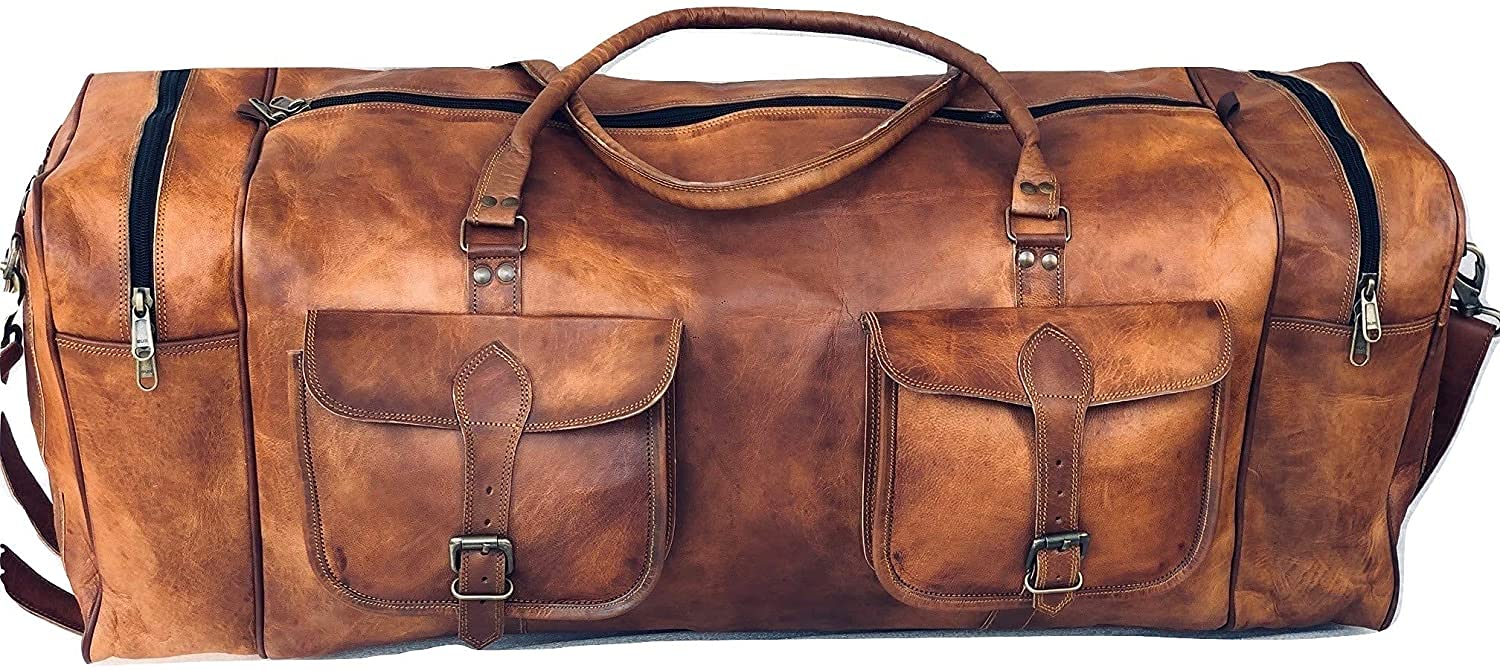 Premium Leather Duffle Bag for Men & Women - 30 Inch Large Weekender Carry On, Overnight Sports Duffel Luggage - Perfect for Travel, Gym, and Weekend Getaways