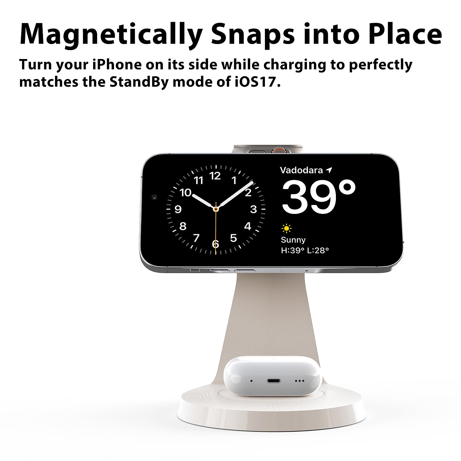 3 in 1 Wireless Charging Station for iPhone 16/15/14/13/12 Series, AirPods & Apple Watch - Fast MagSafe Charger Stand with USB Port - Perfect for Home, Office & Travel Charging Needs