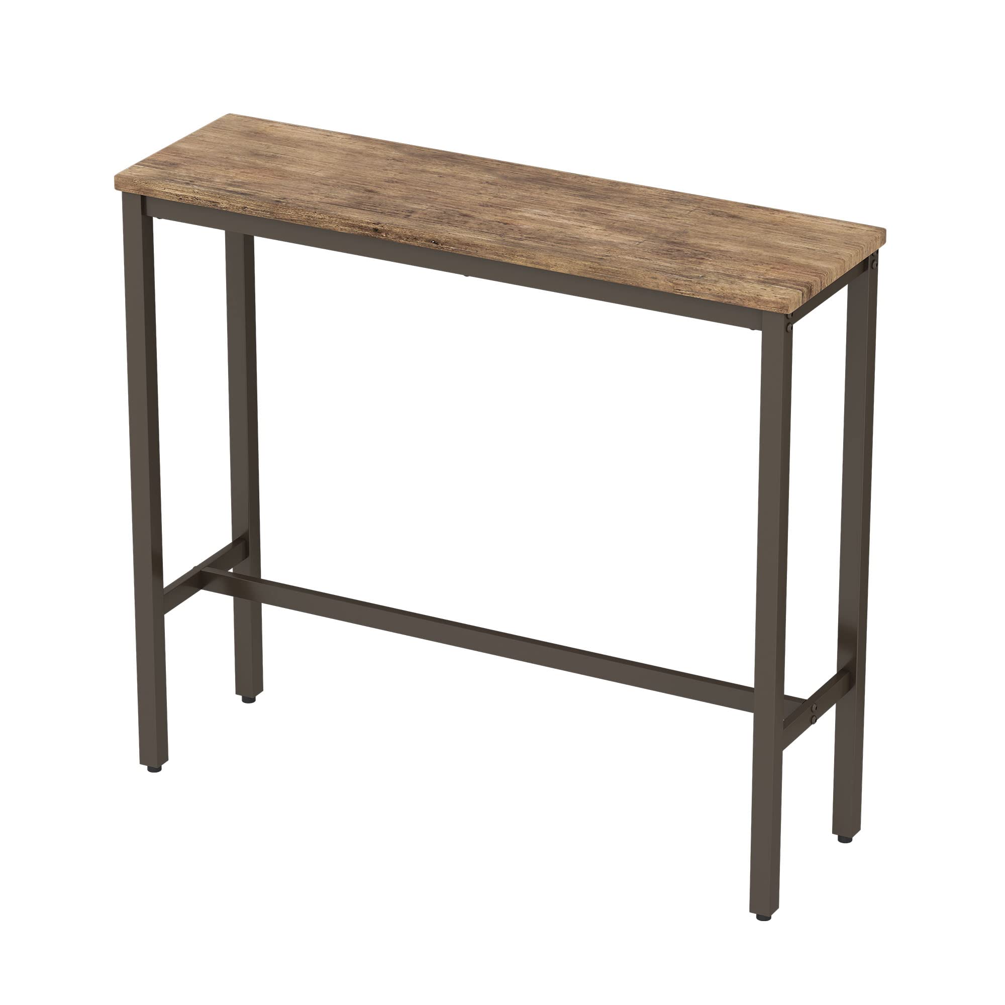 AKLAUS 44.5 Inch Industrial Pub Table - Rectangular Bar Height Dining Table with Sturdy Metal Frame & Distressed Wood Top - Perfect for Kitchen, Dining Room, Living Room or Entryway as High Top Table, Console Table or Breakfast Nook