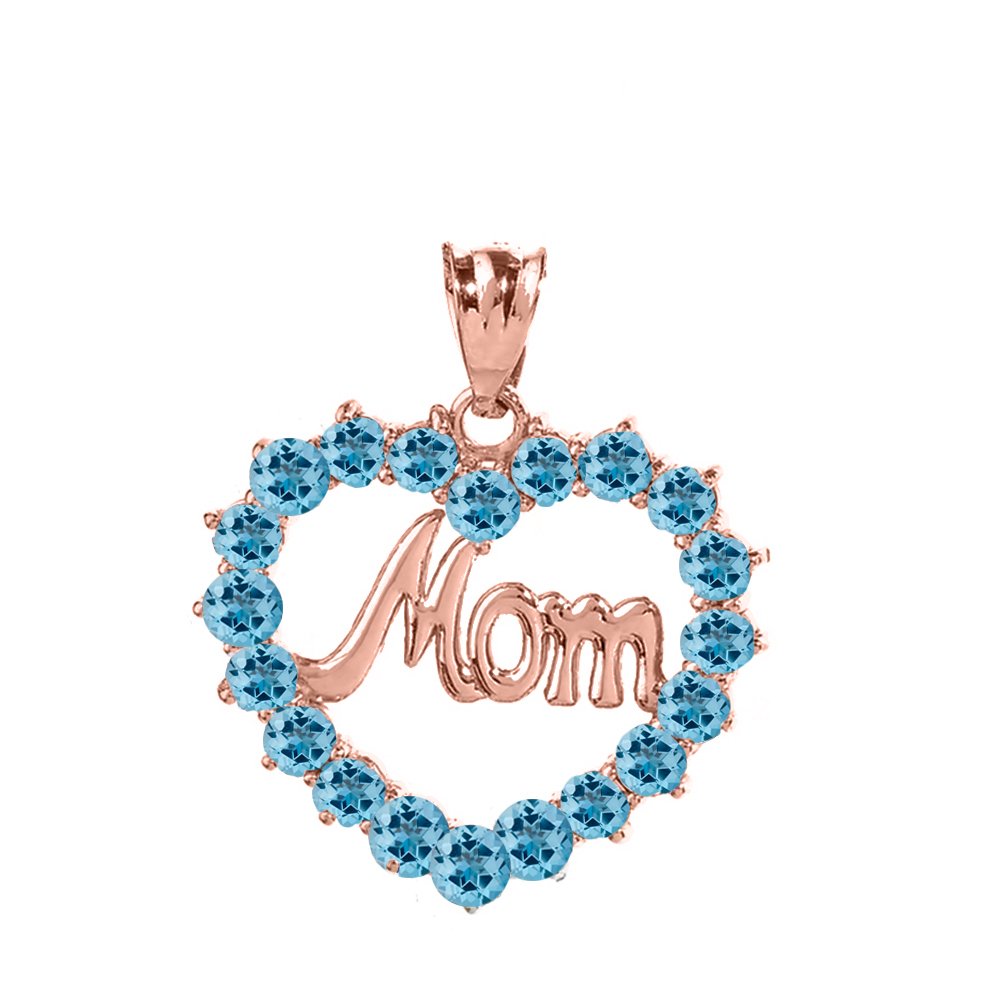 14k Rose Gold Mom Open Heart Pendant with December Birthstone - Elegant Mother's Jewelry Gift for Christmas, Birthday & Anniversary - Perfect for Everyday Wear & Special Occasions