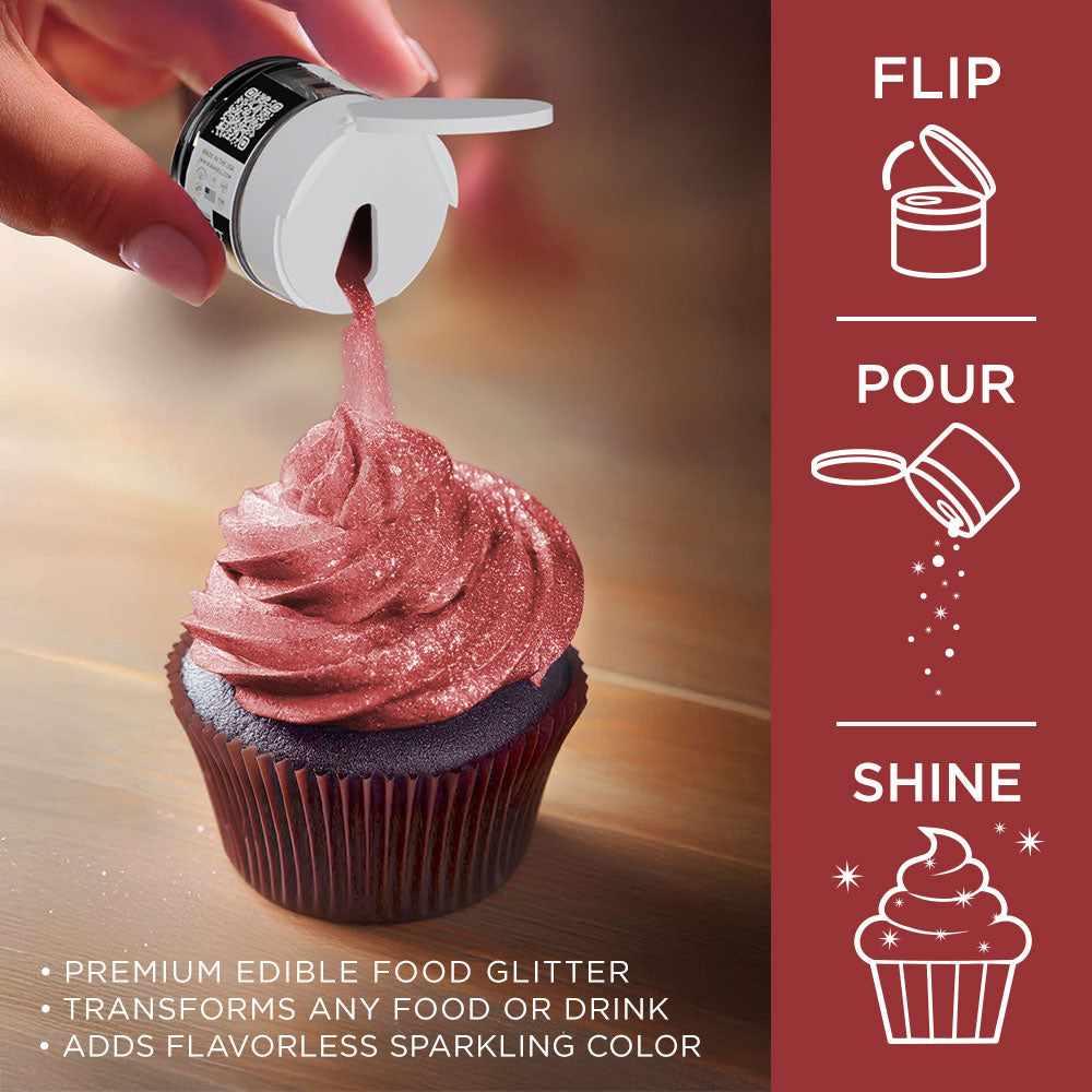 Burgundy Red Edible Glitter for Baking & Cake Decorating | Tinker Dust® | Perfect for Cupcakes, Cookies & DIY Crafts