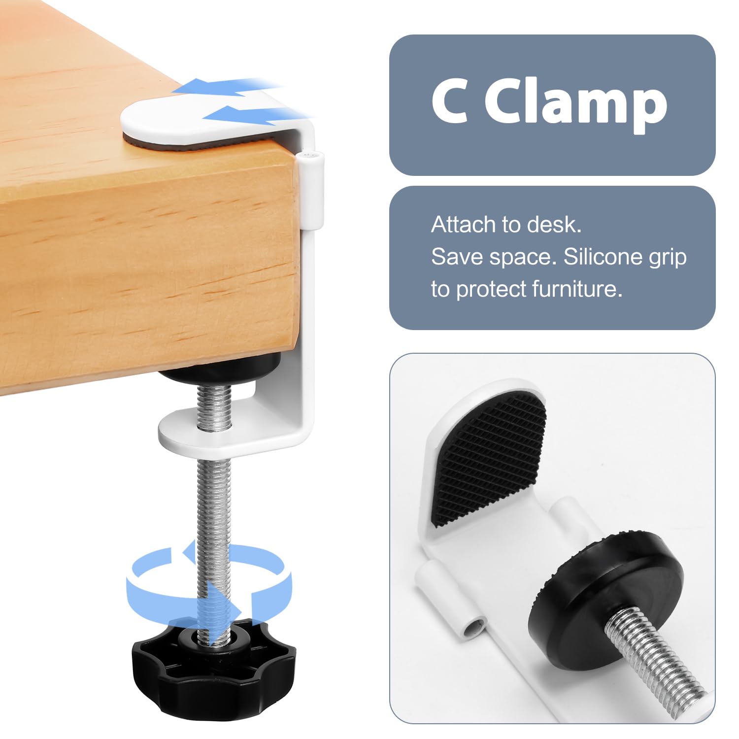 Clip-On Desk Organizer with Cup Holder, Pencil Storage & Phone Stand - Space-Saving Office & School Accessory for Beverages, Stationery & Devices - Perfect for Work, Study & Home Organization