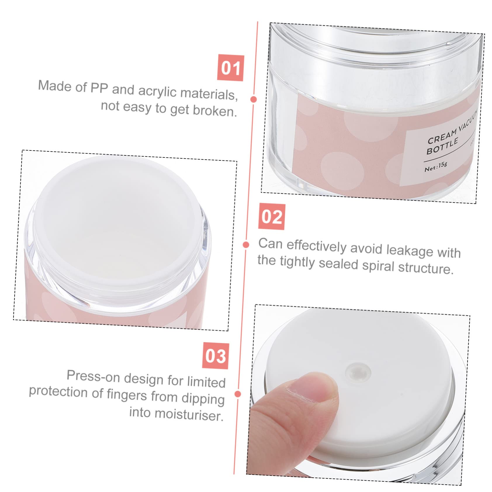 15g Airless Pump Cream Jar - Leakproof Vacuum Bottle for Makeup & Skincare | Travel-Friendly Cosmetic Dispenser | Perfect for Daily Moisturizing & On-the-Go Beauty Routine