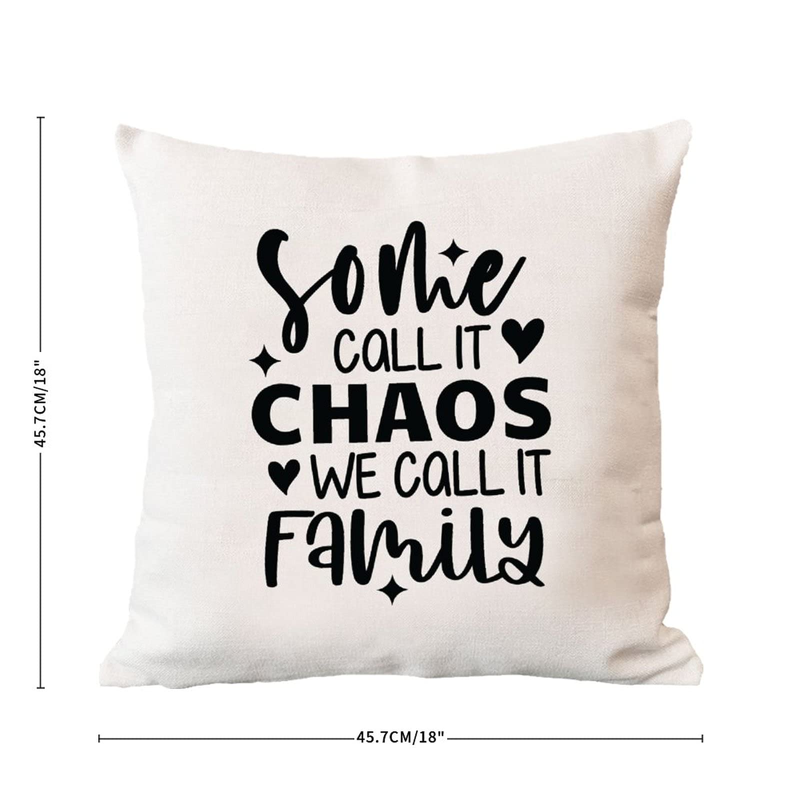 Funny Family Quote Throw Pillow Cover - 18 Inch Square Farmhouse Decorative Cushion for Couch, Sofa & Bedroom - White Linen Home Decor | Perfect for Living Room, Nursery & Cozy Farmhouse Style