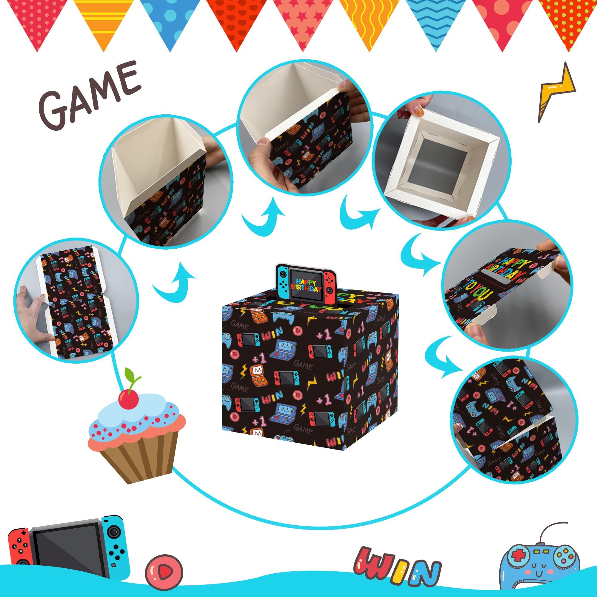 100Pcs Transparent Money Pull Gift Bags - Fun Birthday Cash Gift Set for Gamers & Game Lovers - Perfect for Surprise Money Gifts, Parties & Special Occasions - Great Birthday Present for Women & Men