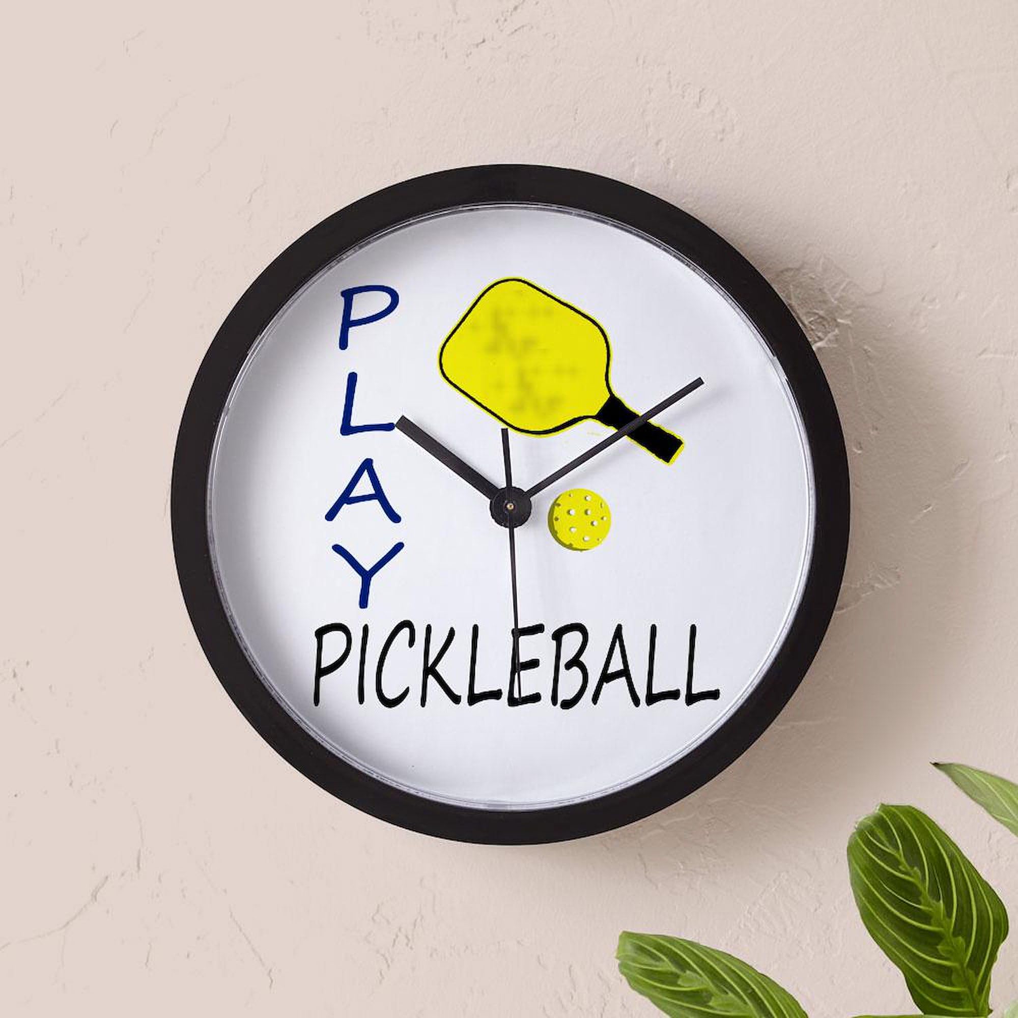 Play Pickleball 10-Inch Wall Clock - Decorative Clock for Living Room, Kitchen, Office - Perfect for Pickleball Lovers & Sports Enthusiasts