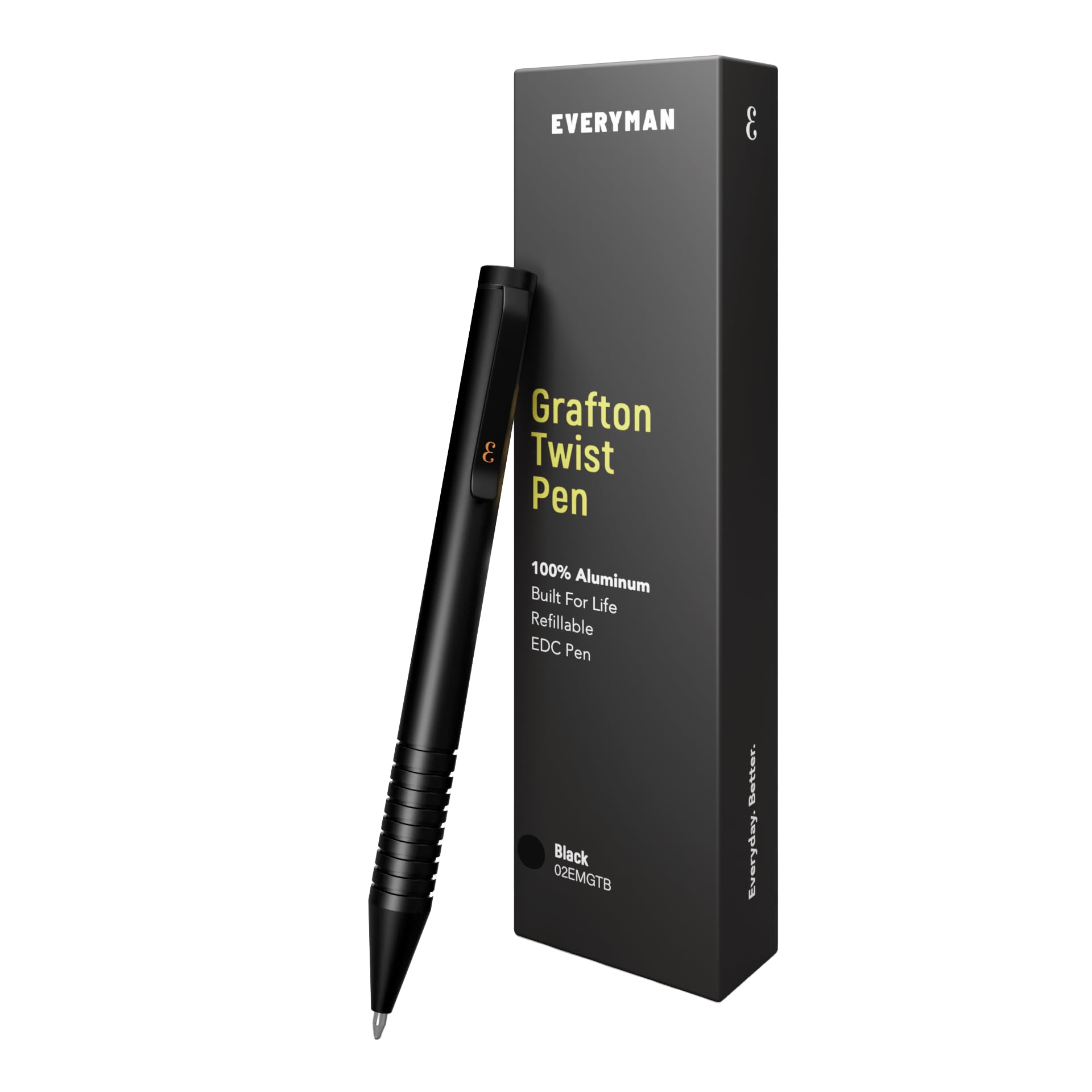 Everyman Grafton Pen - Premium Gel Ink EDC Pen for Smooth Writing, Luxury Metal Executive Pen, Perfect Office & Business Gift (Mini Twist, Black) - Ideal for Signing Documents, Note Taking & Professional Use