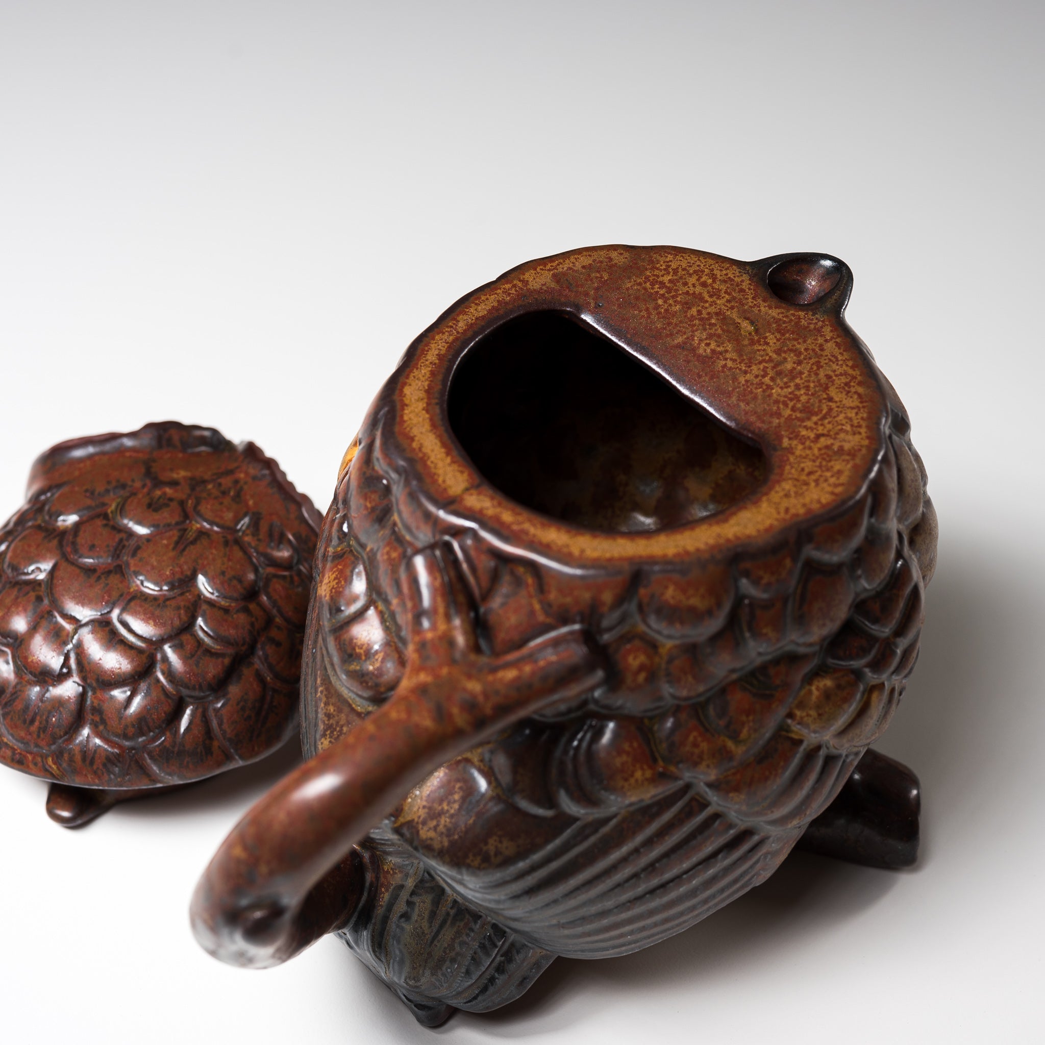 Seto Ware KASHIWA Animal Teapot - Handcrafted Japanese Owl Teapot, Ceramic Tea Pot with Infuser, Perfect for Home Decor & Tea Ceremonies