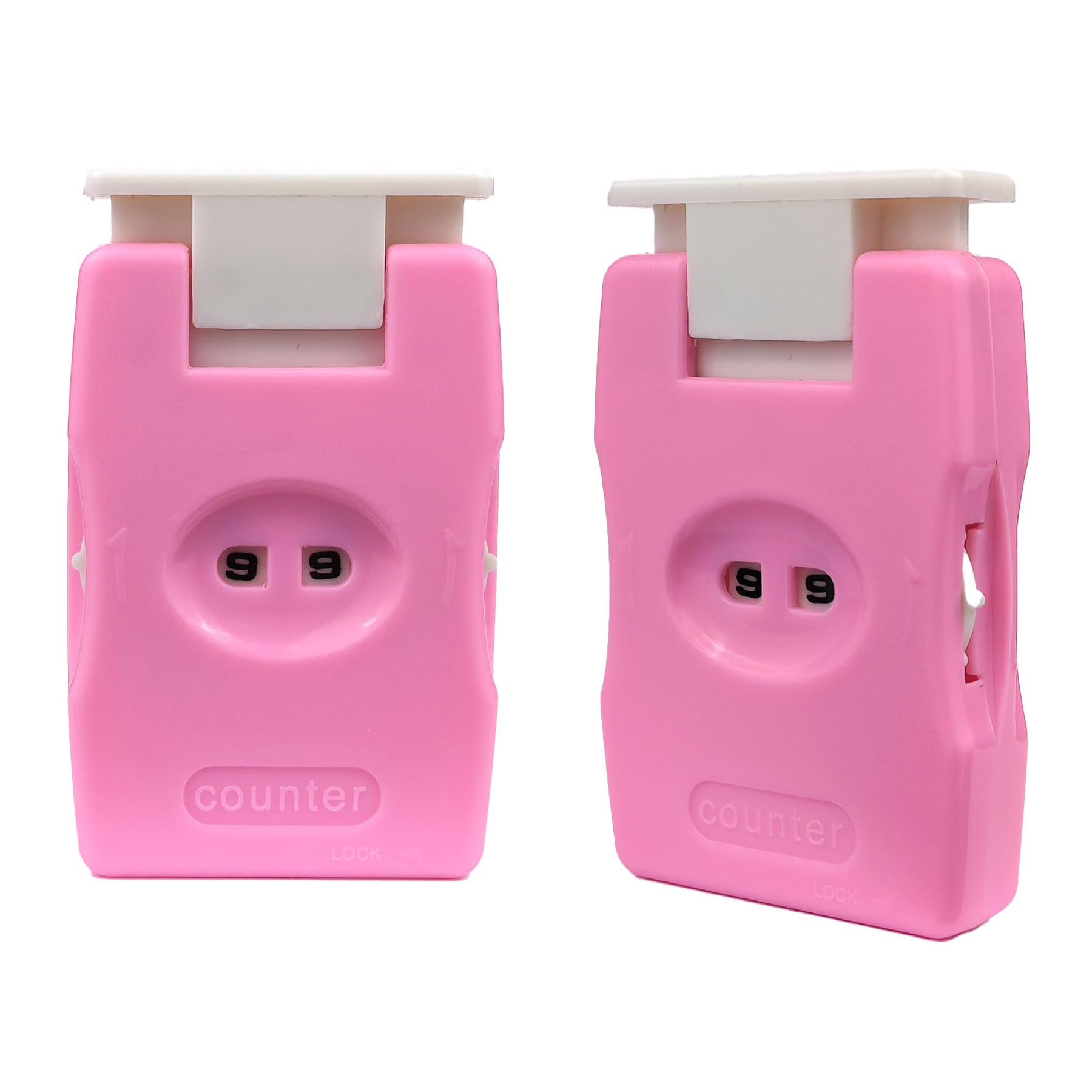 2 Pack Pink Plastic Knitting Stitch Counters - Row Counter for Knitting Needles & Crochet Yarn - Perfect for Knitting, Crocheting, Crafting Projects (Use for Sweaters, Scarves, Blankets)